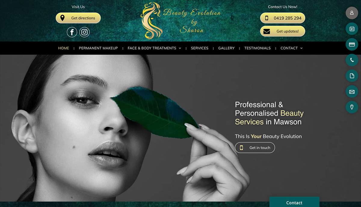 Web Design for Beauty Evolution by Sharon