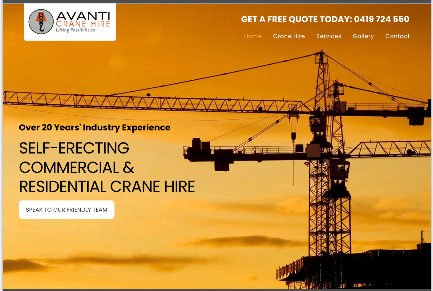 Website design for crane hire services