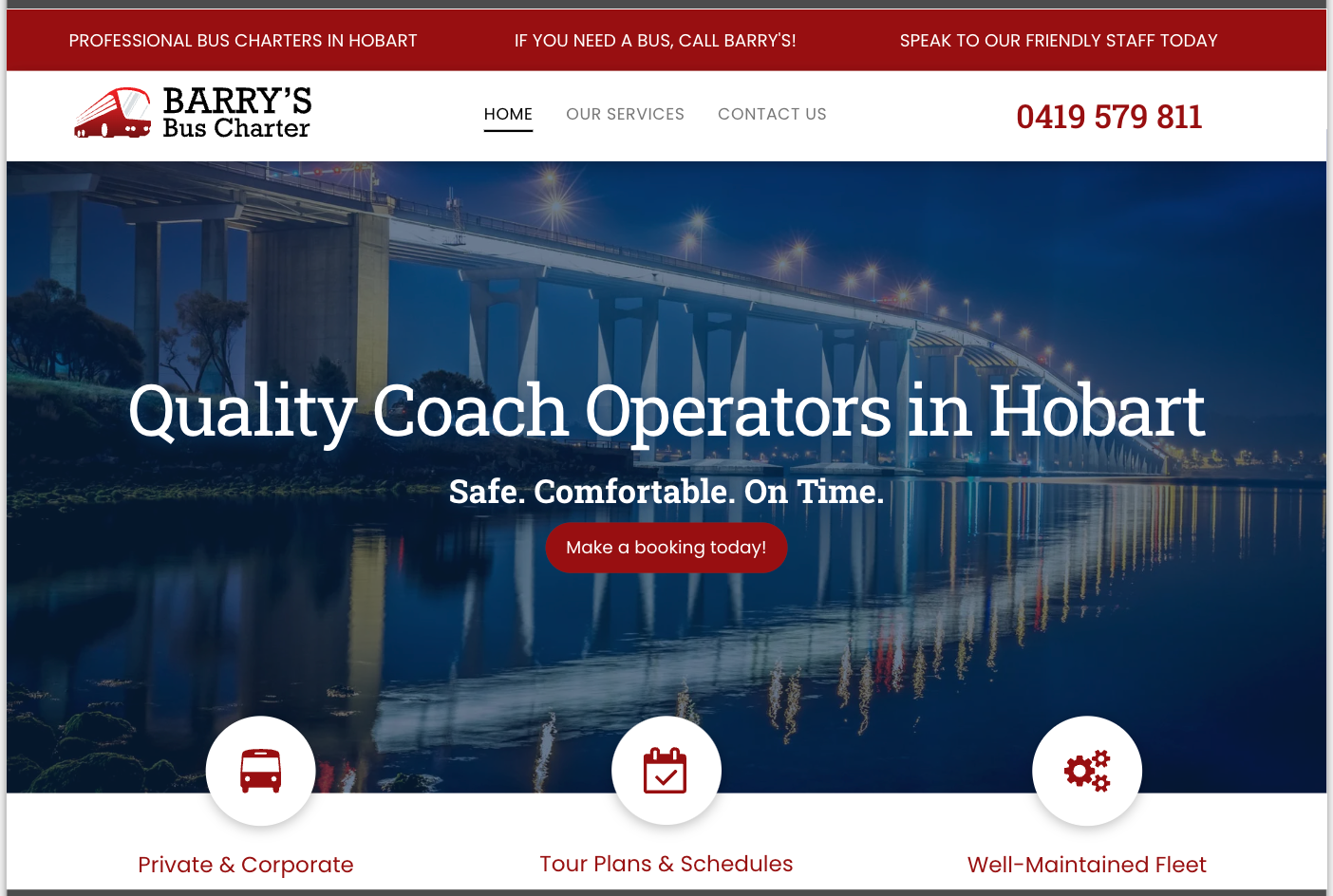 Website design for coach operator services