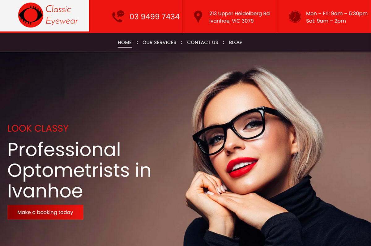 Website design for optometrist