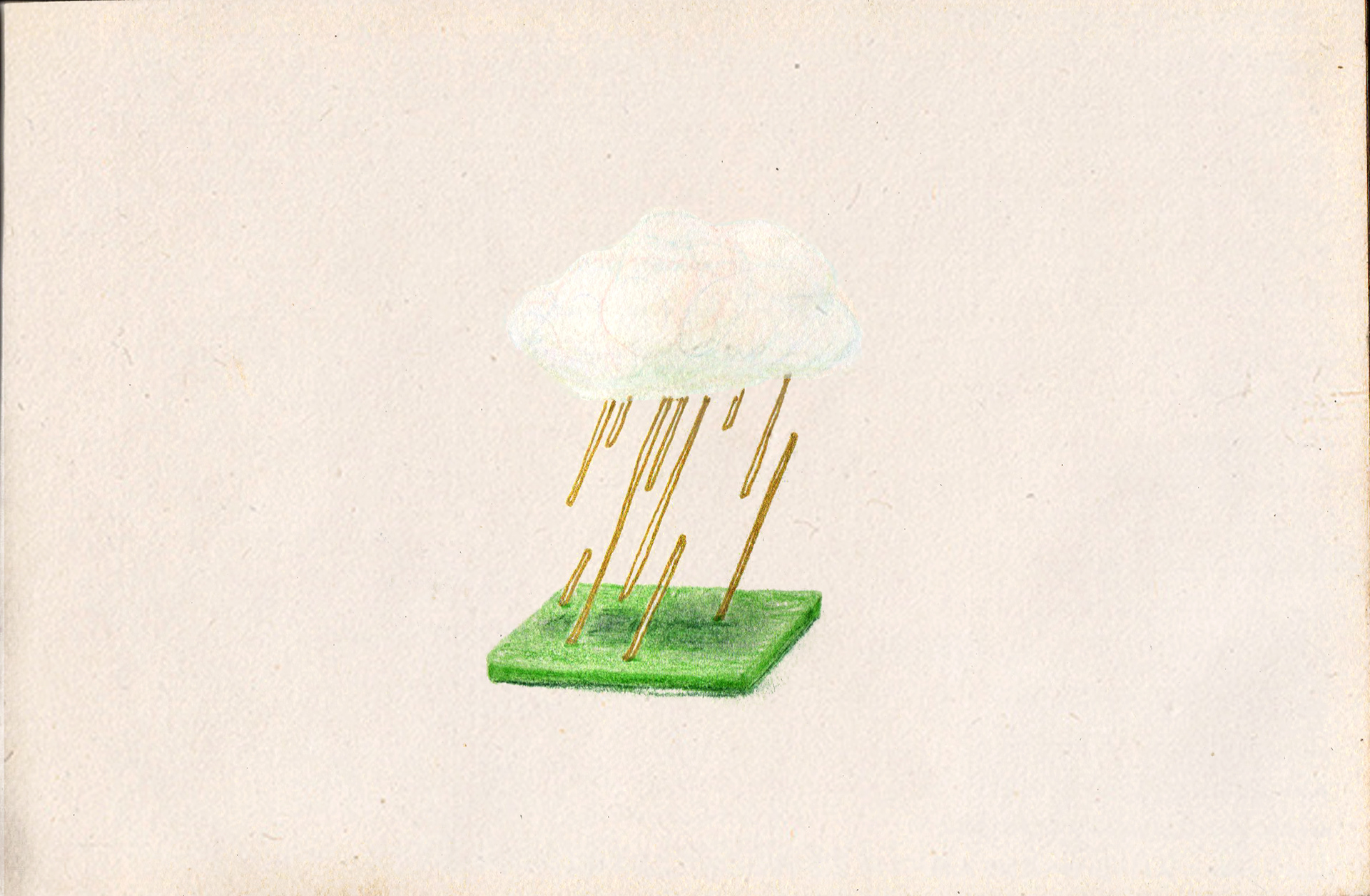 雨雲の模型 A Model of rain cloud/90×120mm/ Gold leaf and mineral pigments on paper