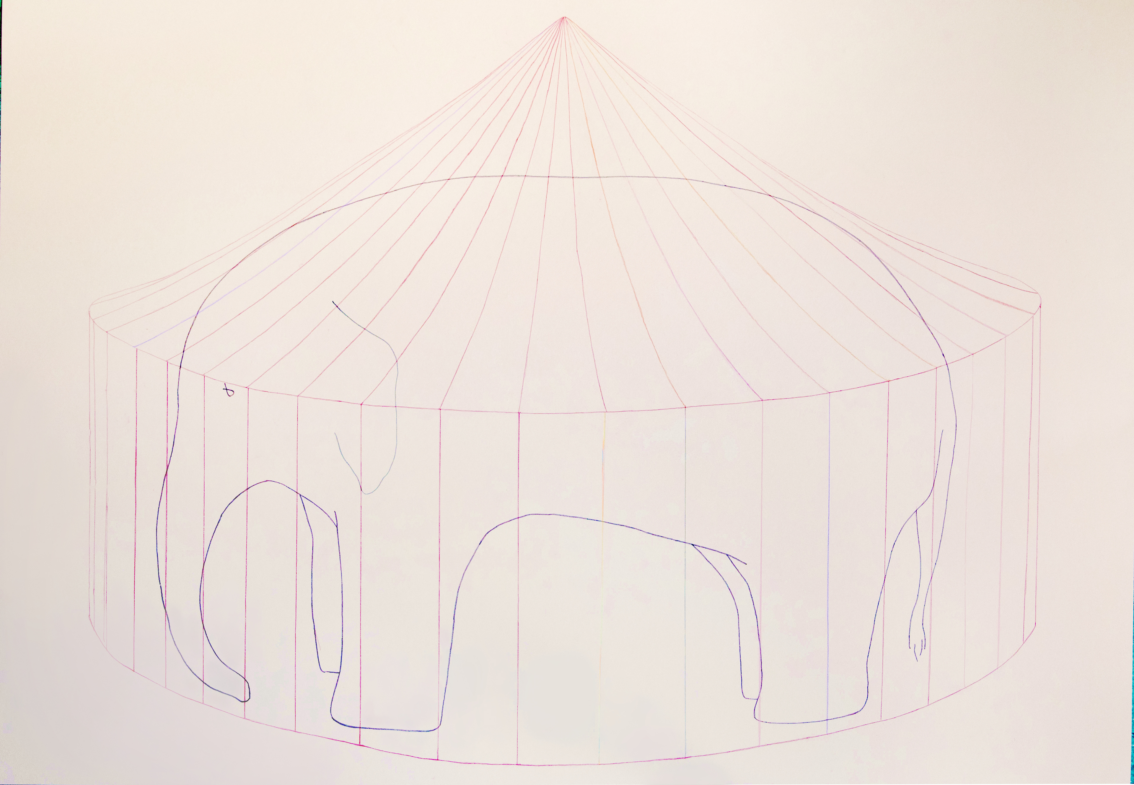 A caged elephant / 700×1000mm/ Color on paper