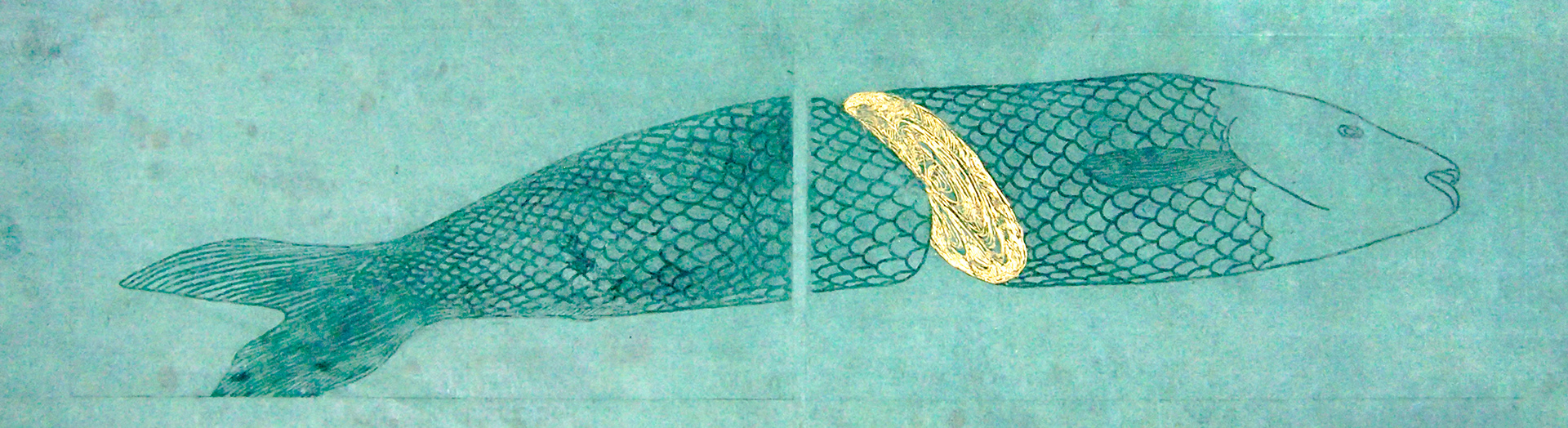 Cross-section of fish / 200×500mm /Gold leaf on Intaglio