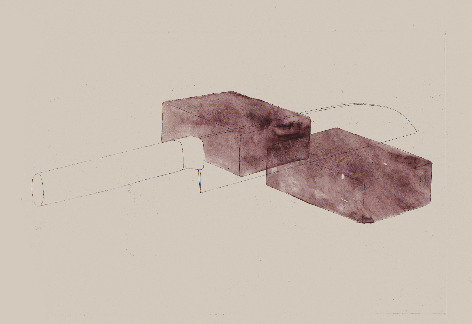 Cutting a Youkan/297×201mm/Mineral pigments on Intaglio