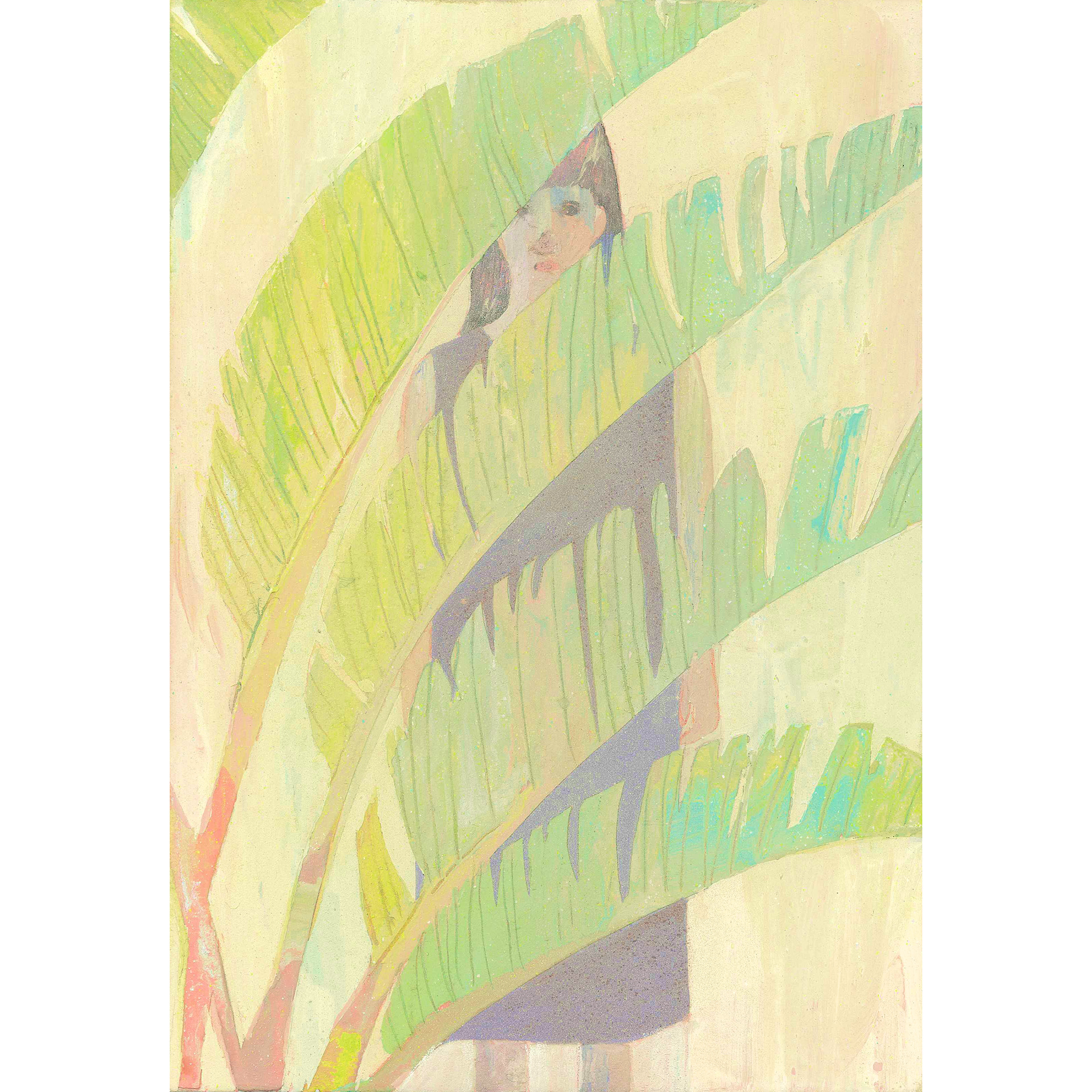たたずむあの人 She who stand still /273X190mm/Mineral pigments on paper
