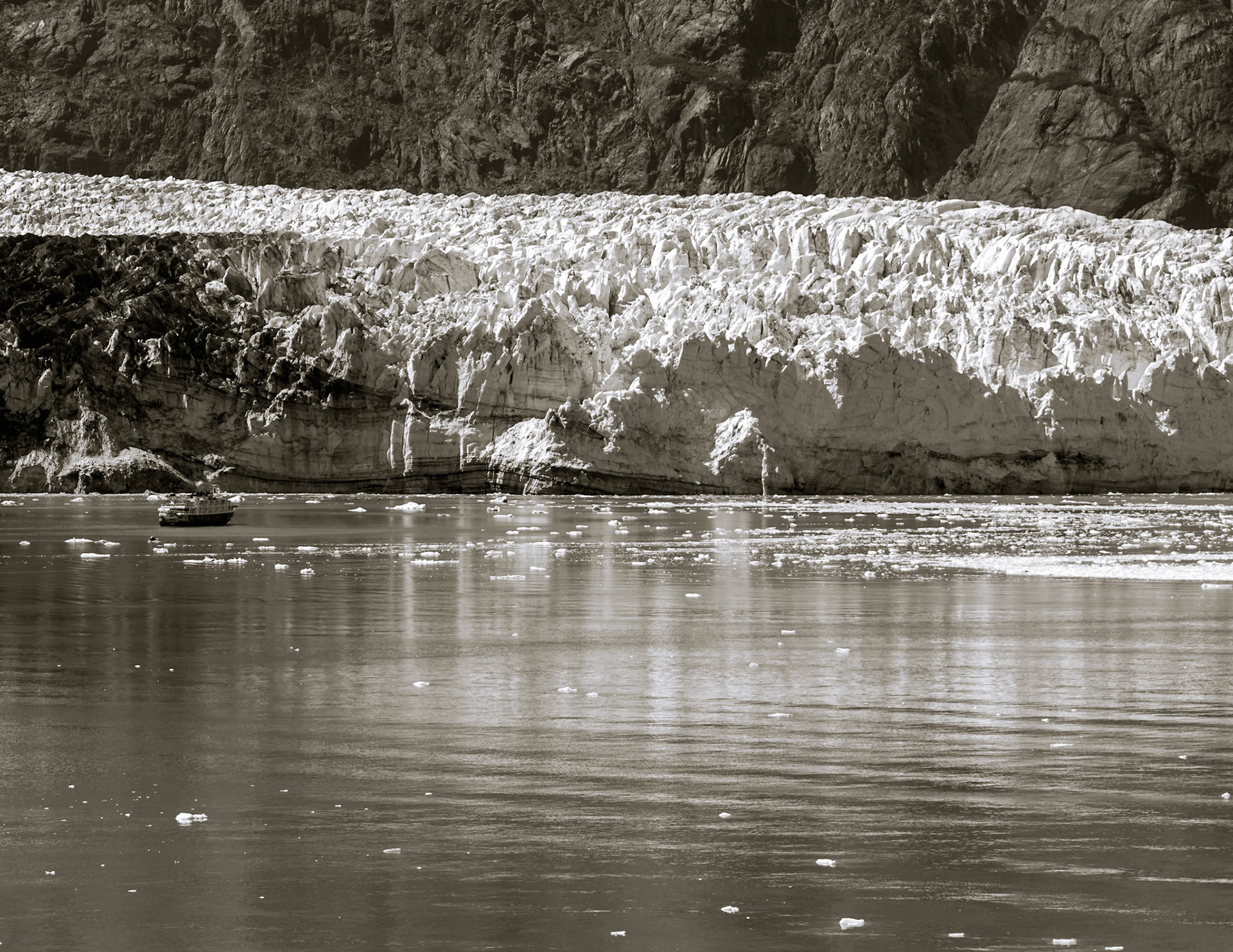 Edge of the Ice; Research vessel approaches the Margerie Glacier