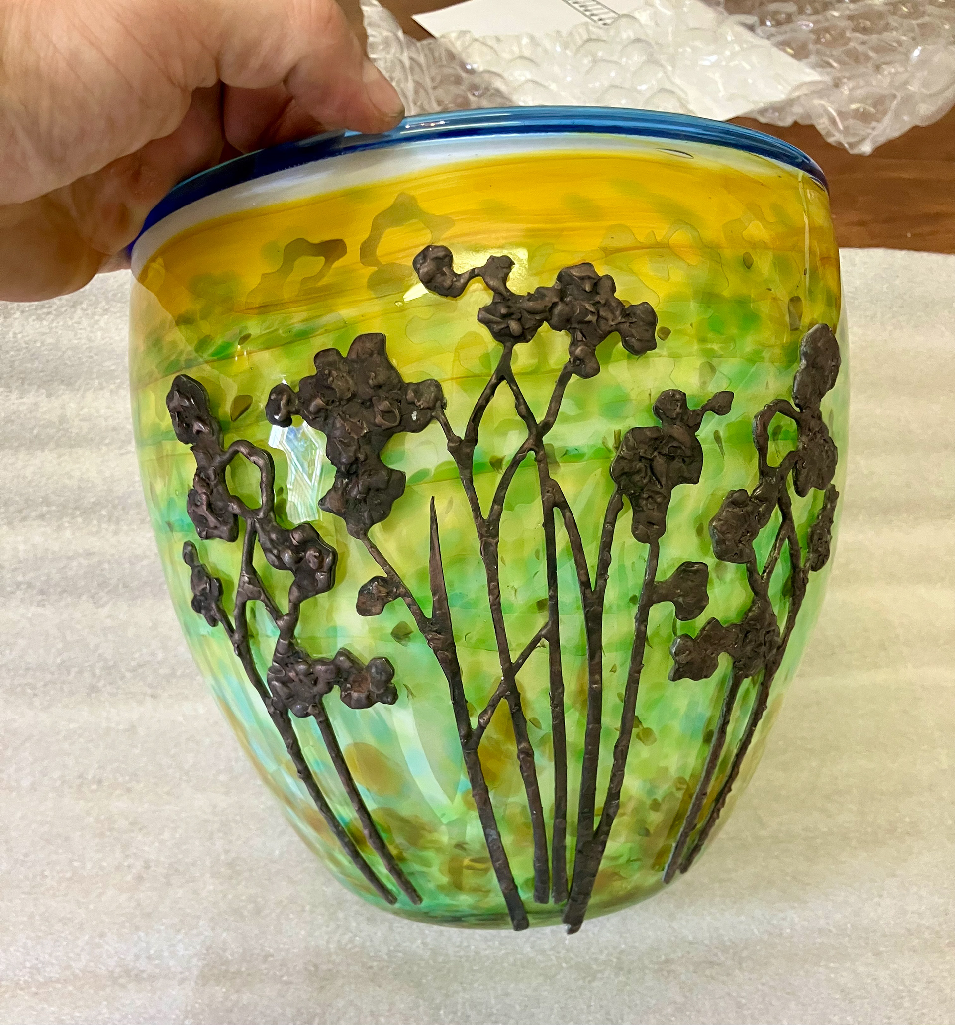 Copper and Glass Vase
