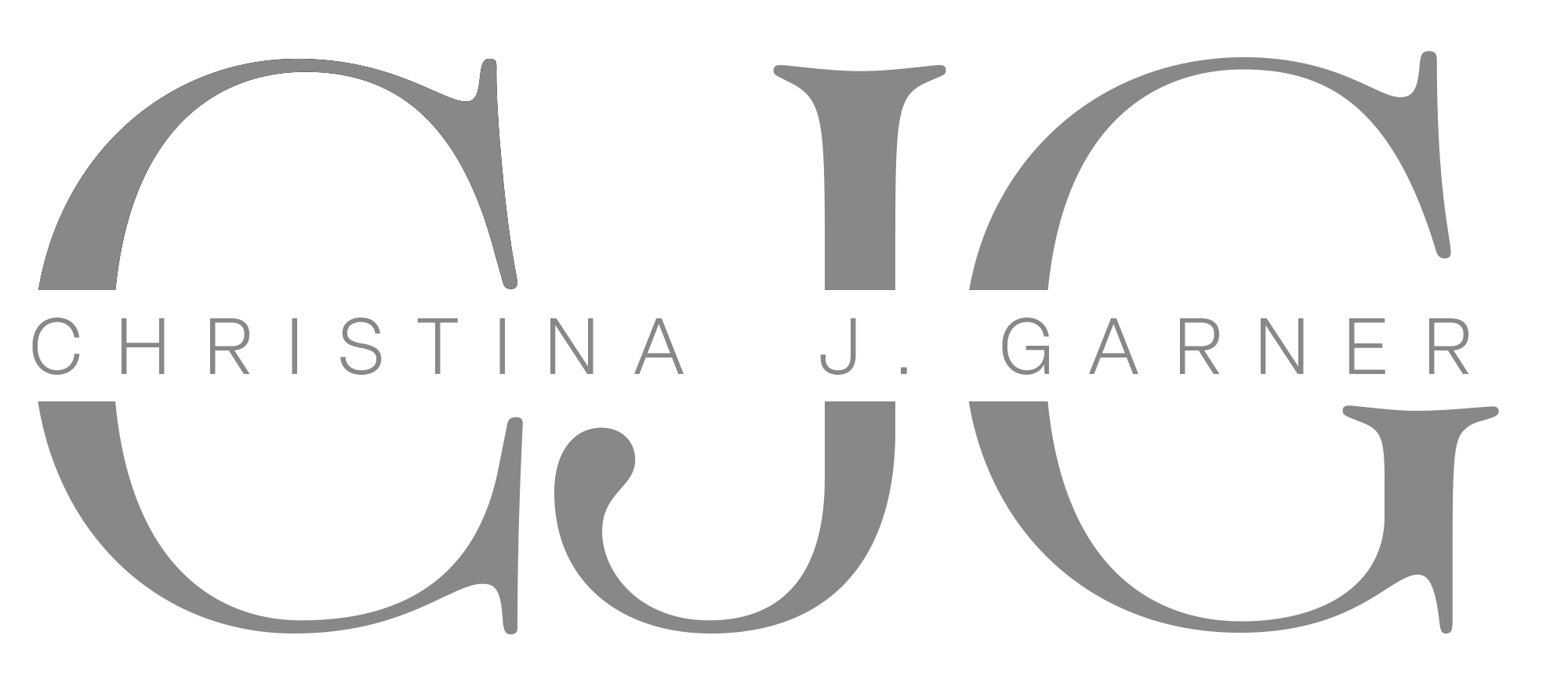 CJG in Large Text Background w/Christina J. Garner Written Through Center