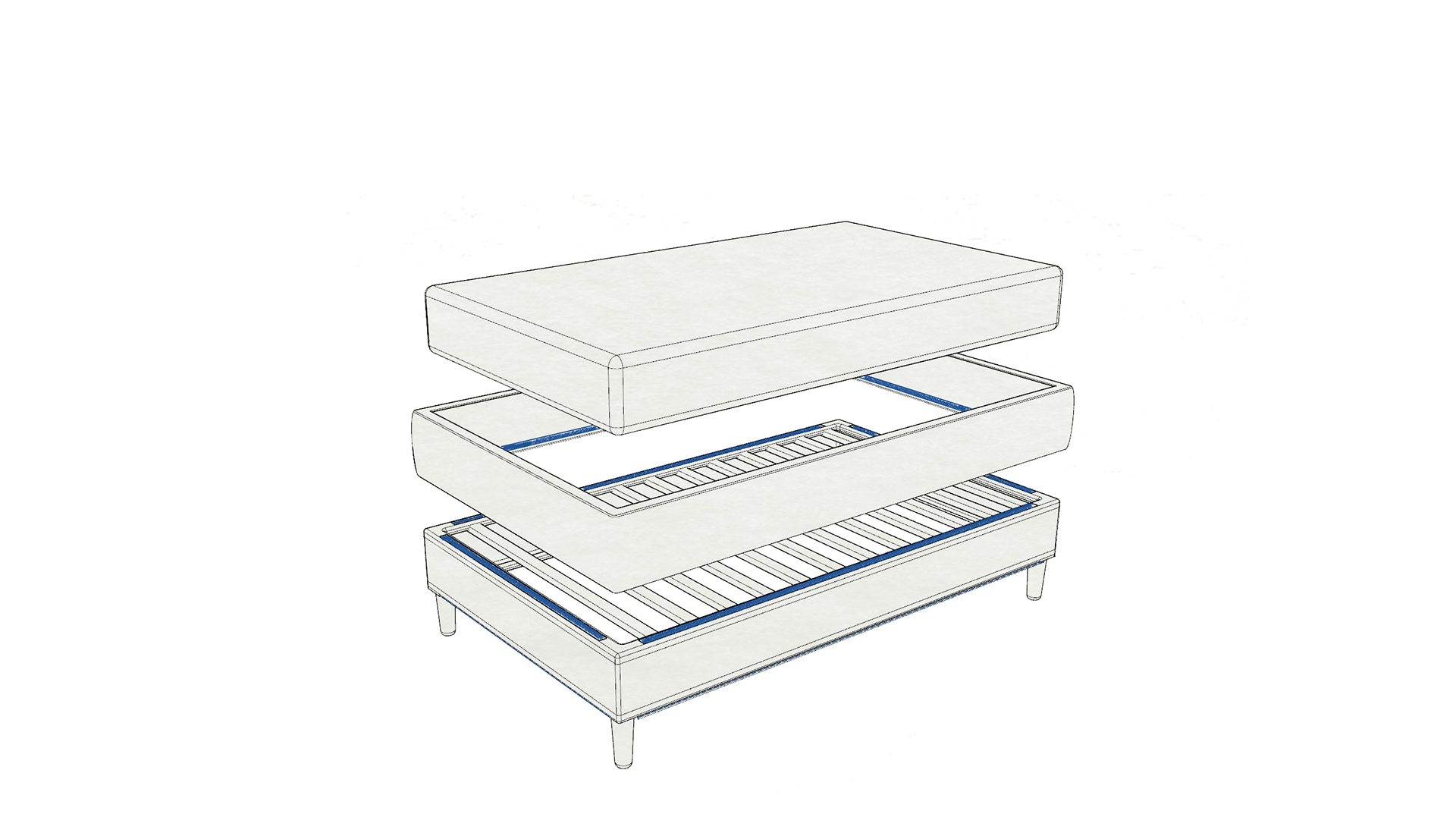 Continental Bed rendering by Shiyi Jin