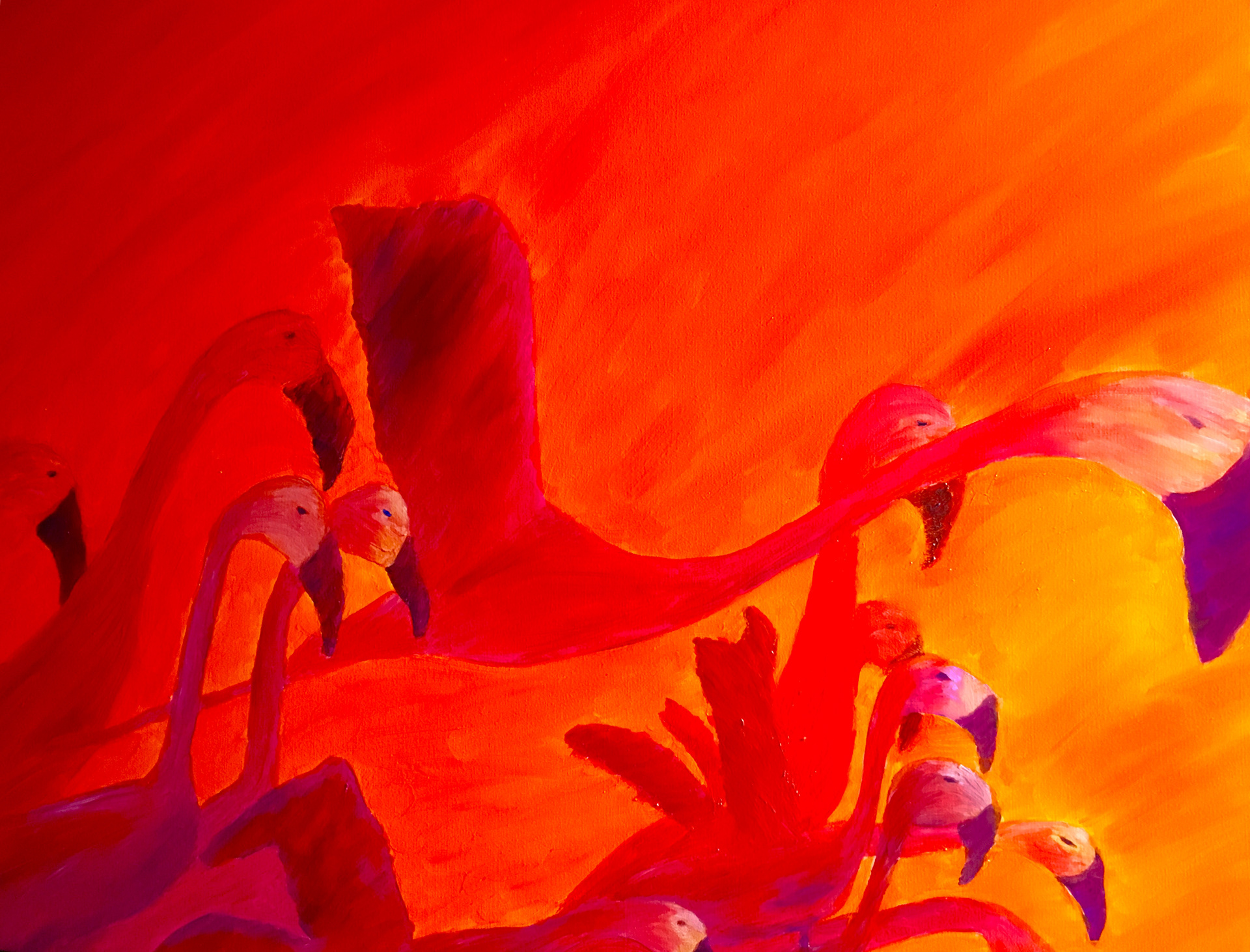 Flamingos of Rio Lagartos  Oil on Canvas