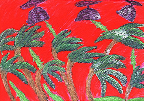 Hot Palms  Mixed Media on Paper