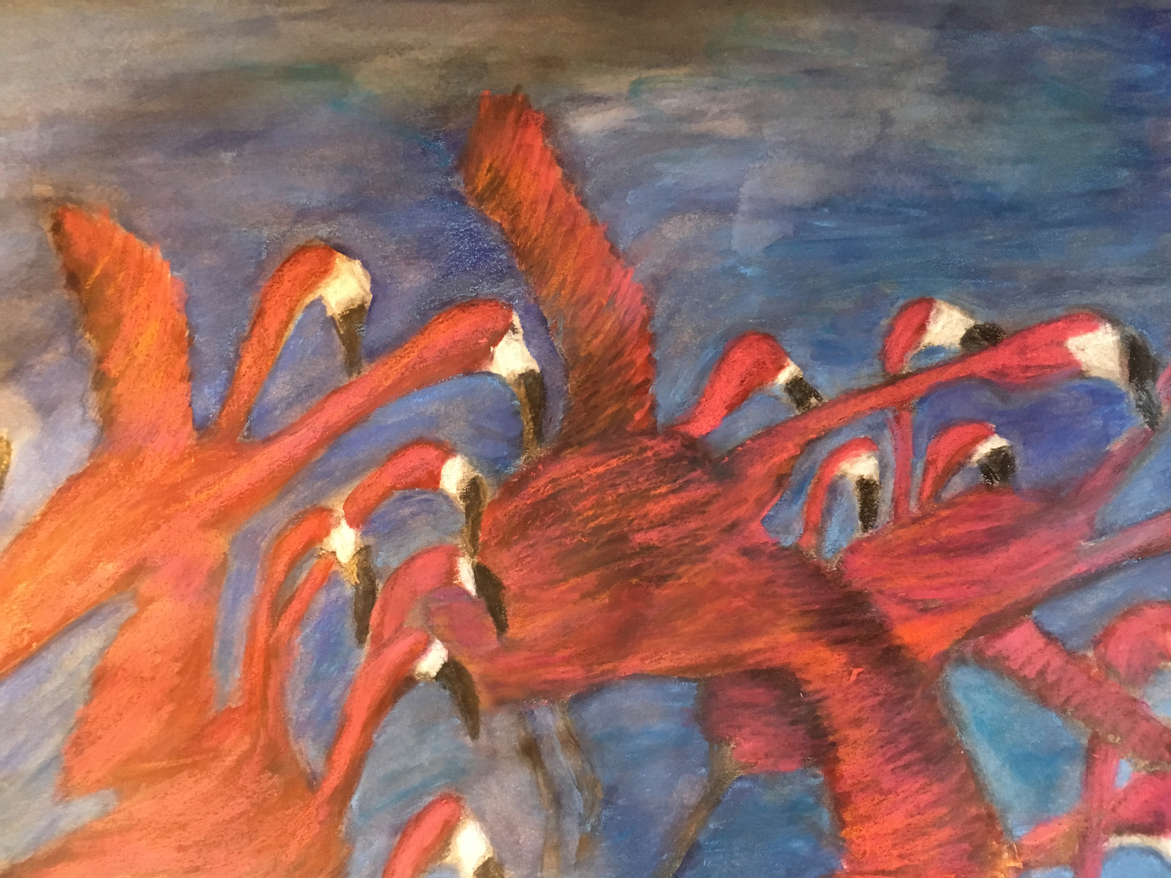 Flamingos of Rio Lagartos  3  Mixed Media on Paper