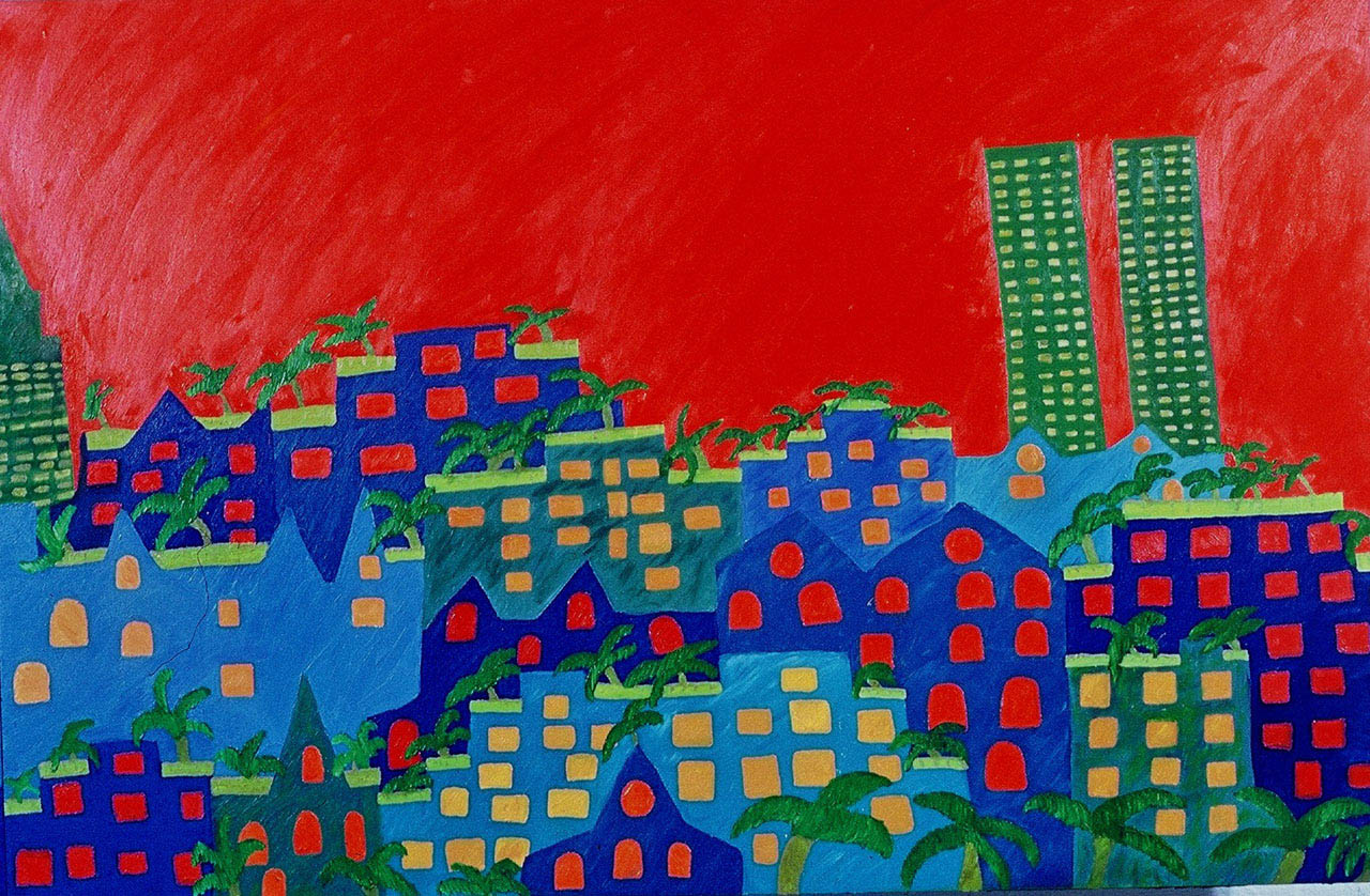 City in Paradise  Panel 3 of 3  Oil on Canvas
