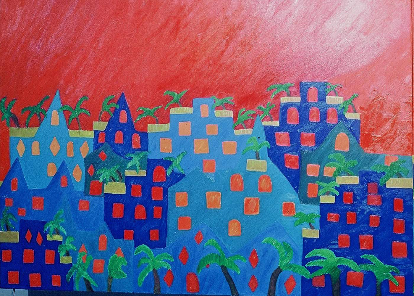 City in Paradise  Panel 1 of 3  Oil on Canvas