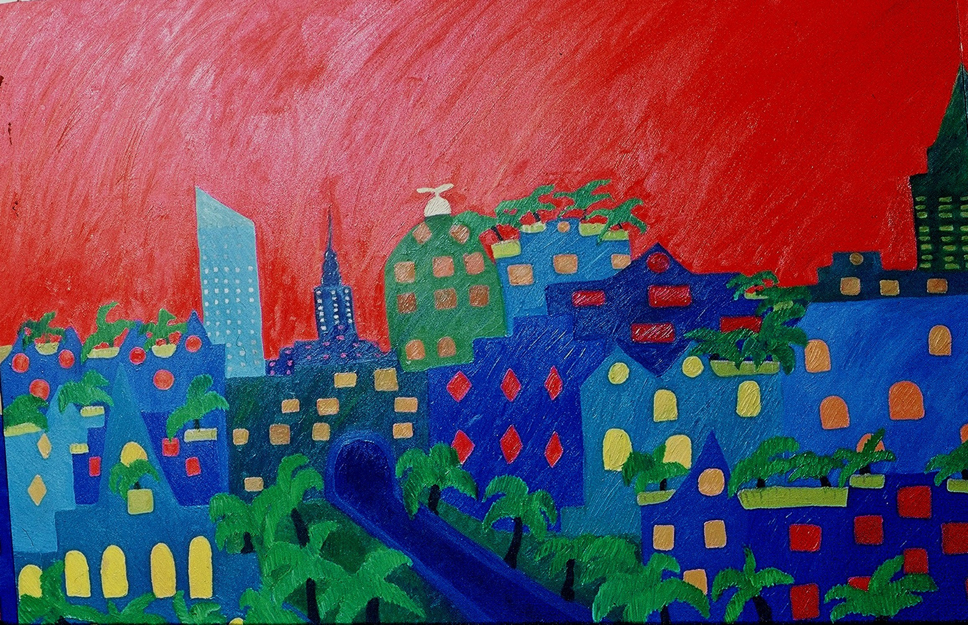 City in Paradise  Panel 2 0f 3  Oil on Canvas