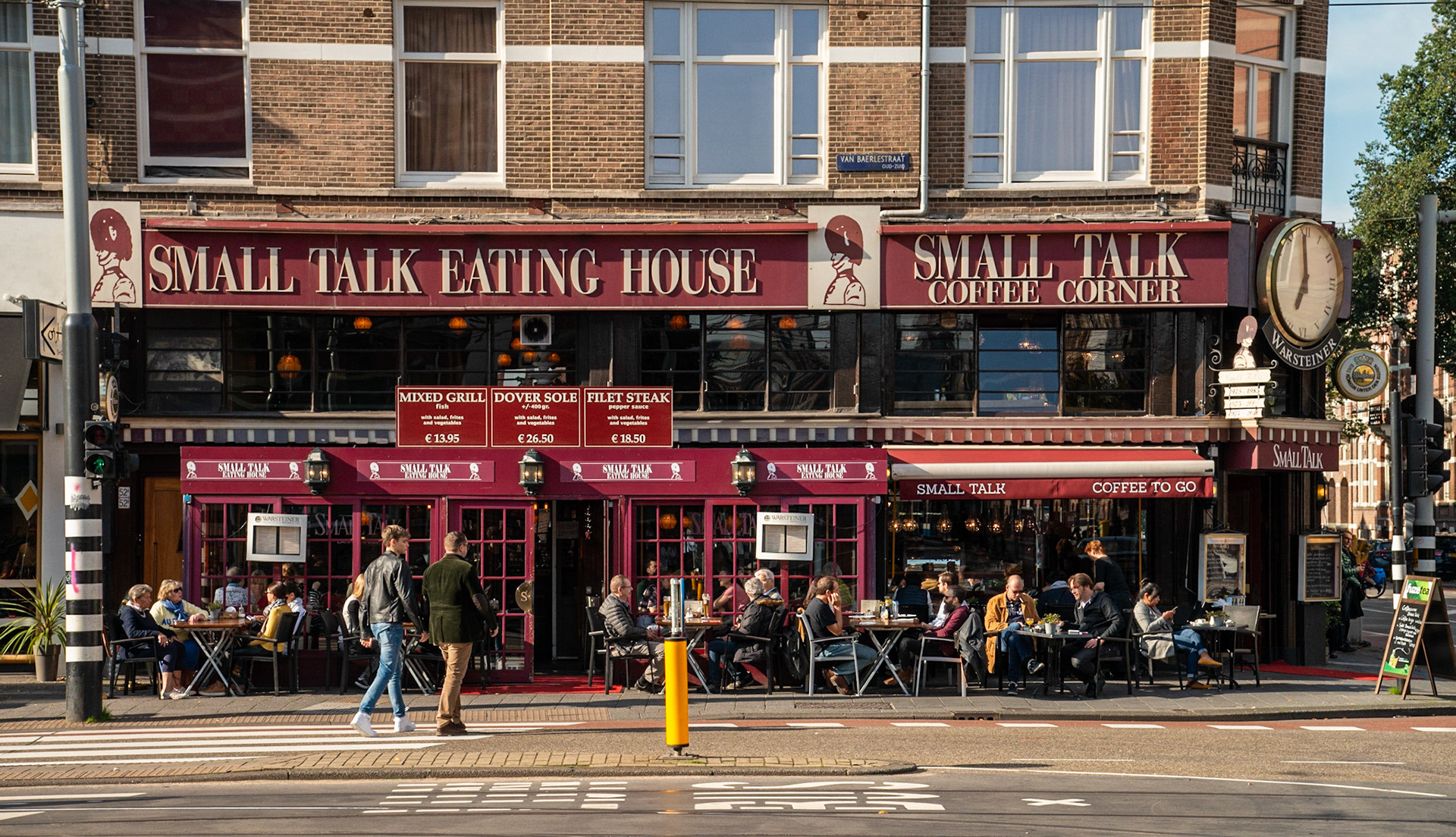 Exterior of a restaurant called Small Talk Eating House in Amsterdam, Netherlands