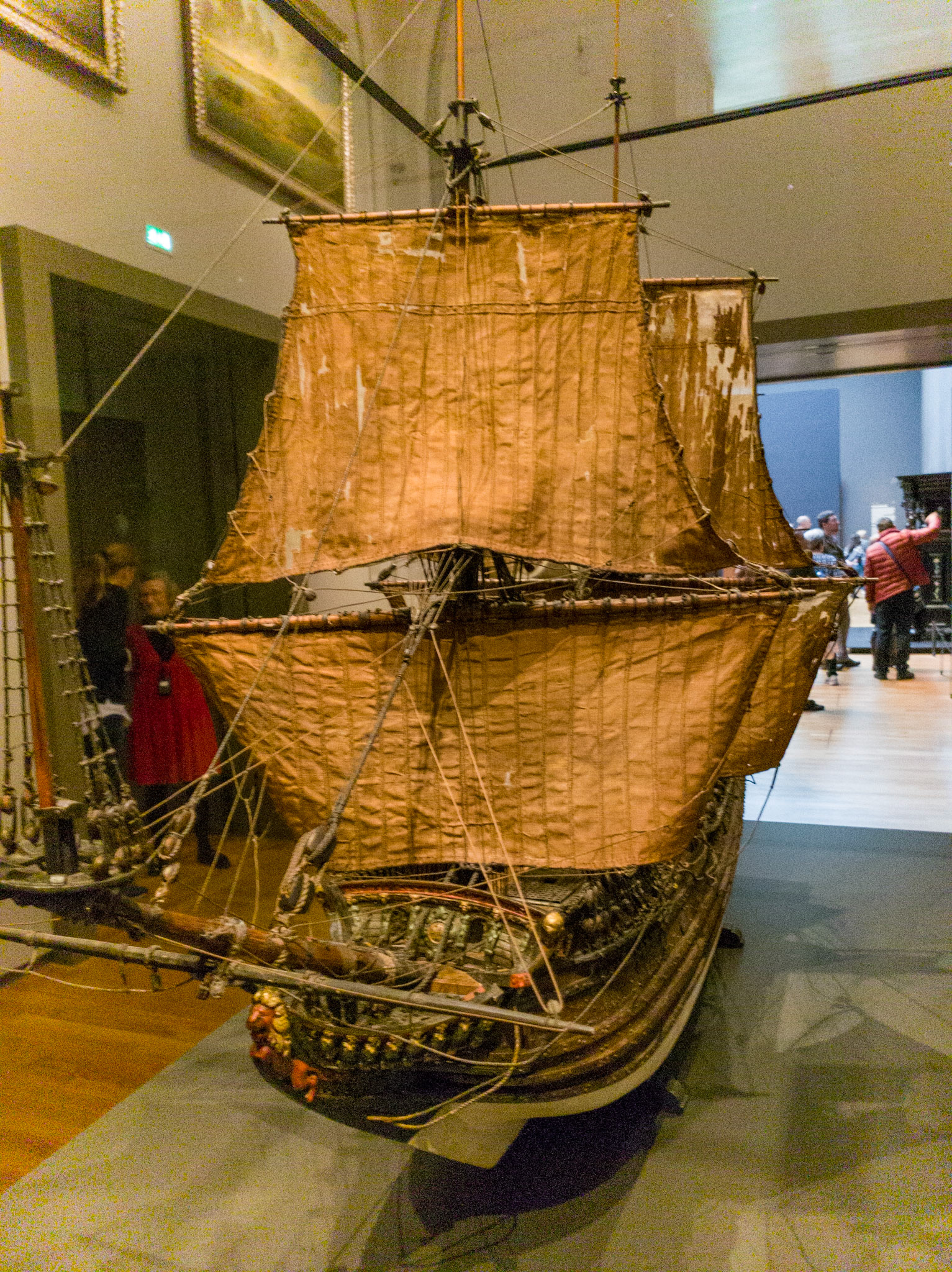Intricate miniature ship models Inside the Rijksmuseum, Amsterdam, Netherlands
