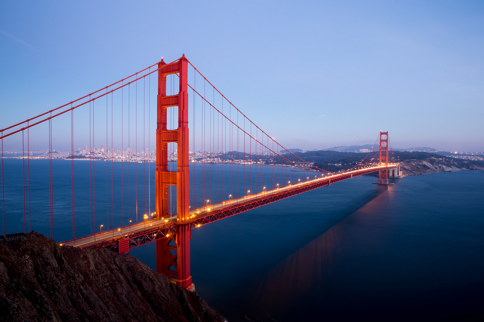 The Golden Gate Bridge with San Francisco