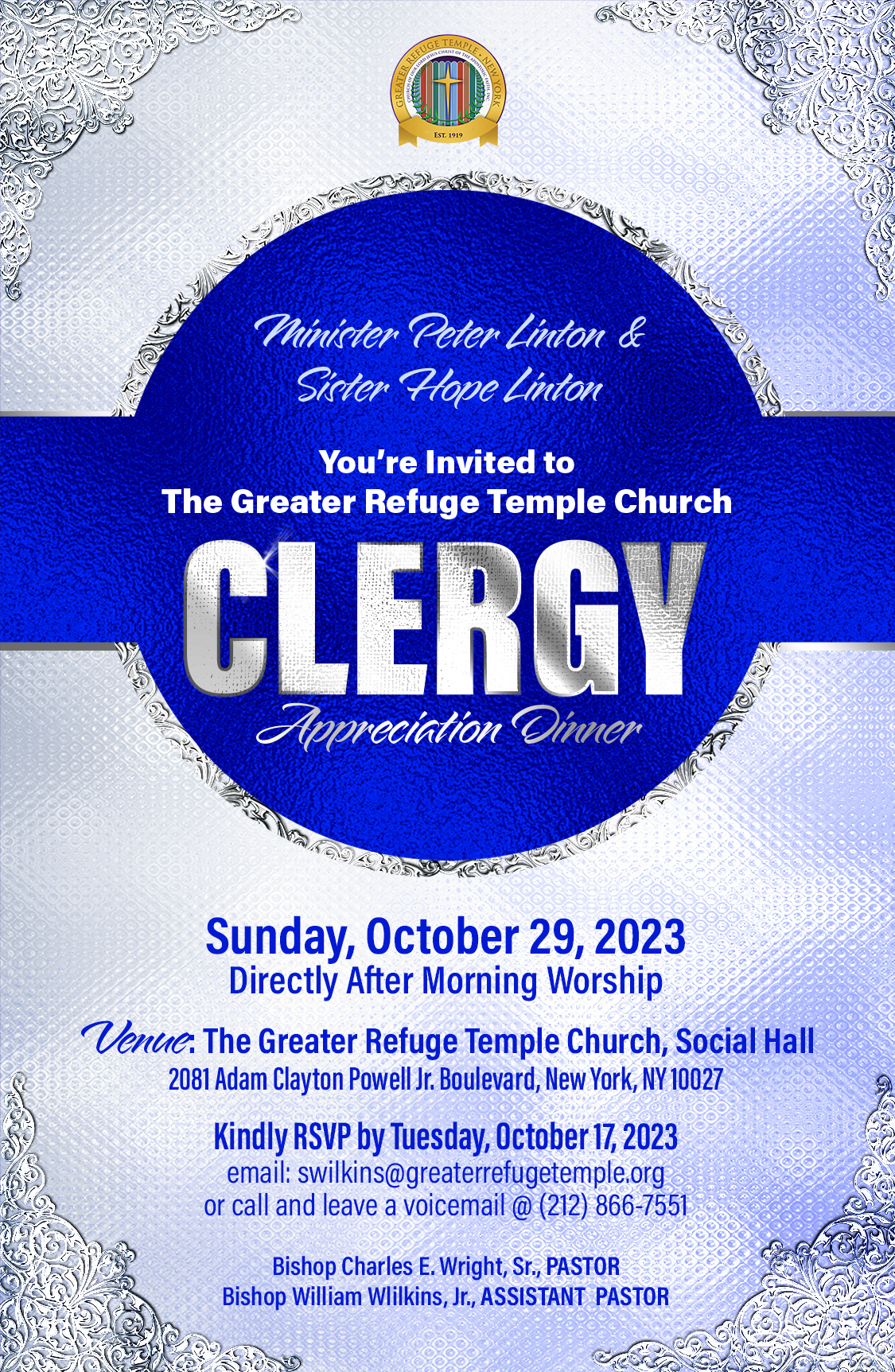 Invitation to Clergy Appreciation Dinner