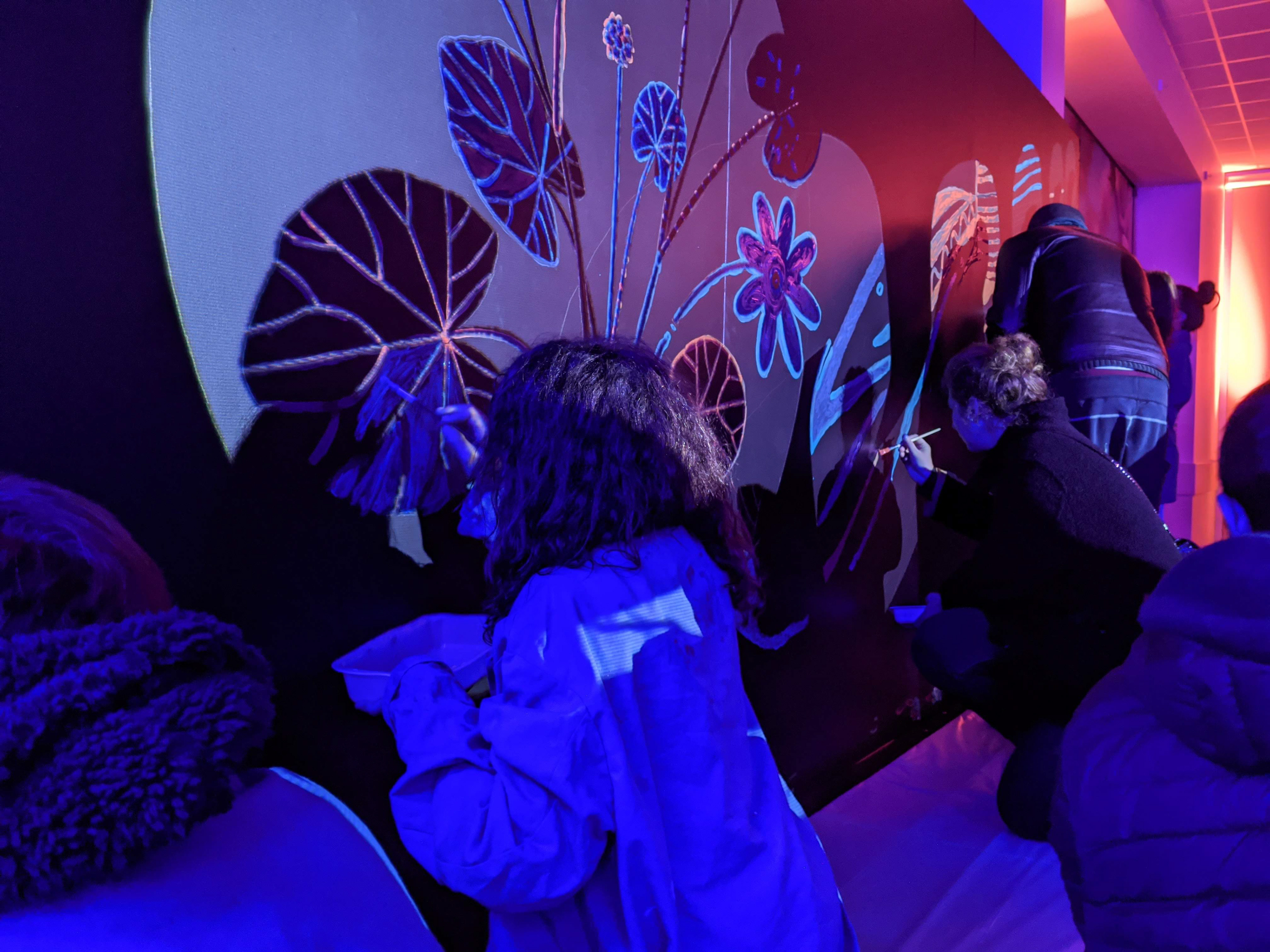 each person can grab a brush and a color container