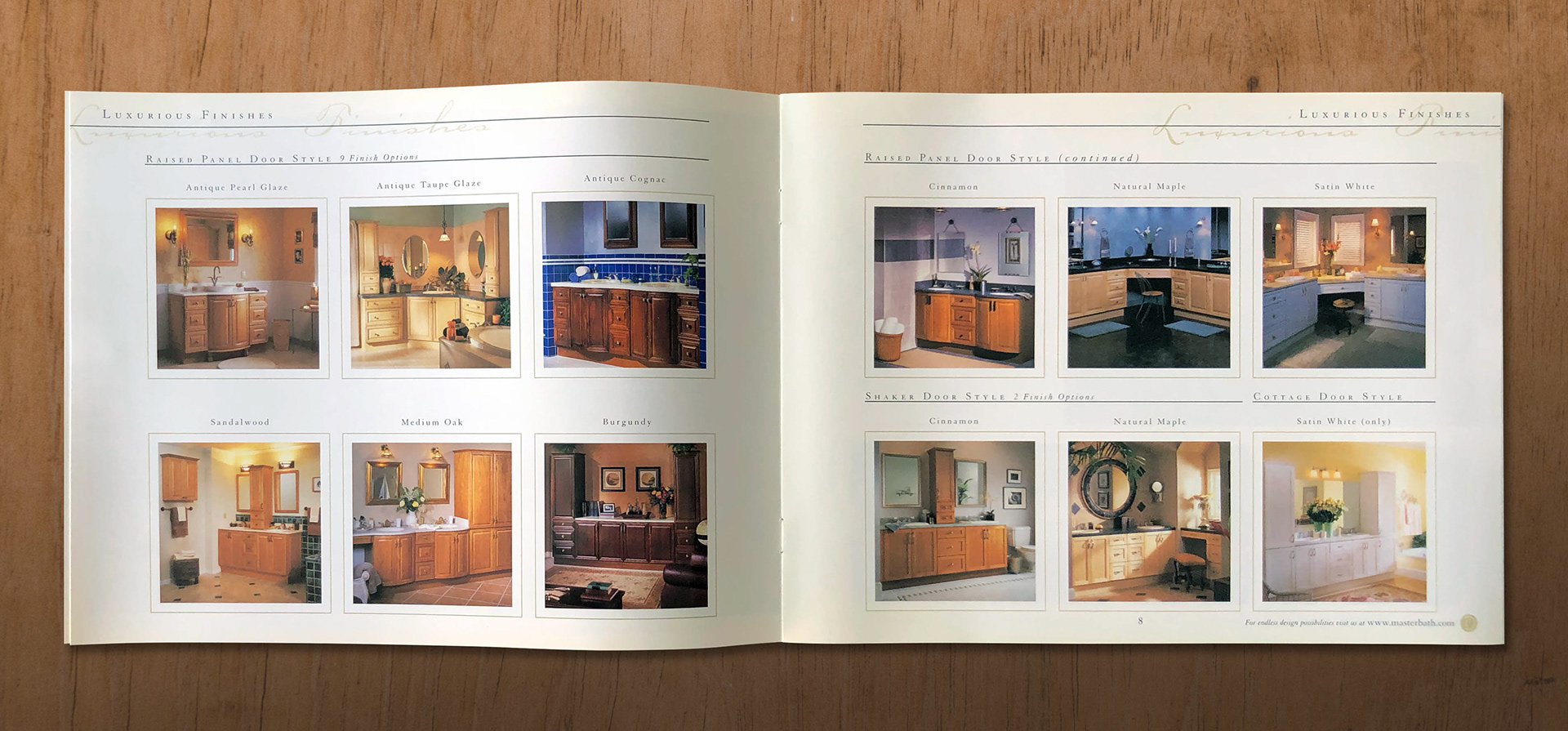 MasterBath product brand: brochure finishes spread