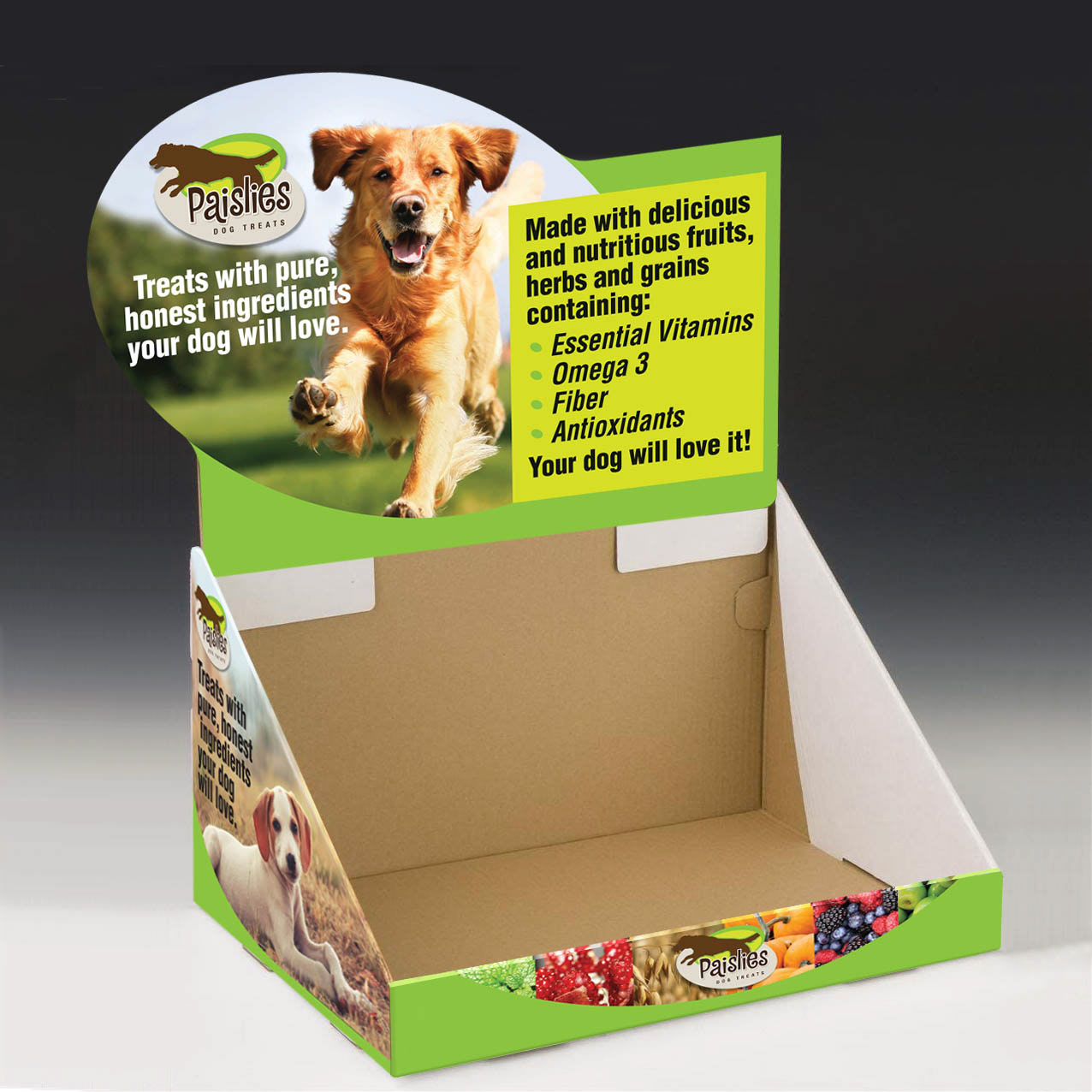 Mozaik client: Paislies dog treats | deliverable: point-of-purchase graphics