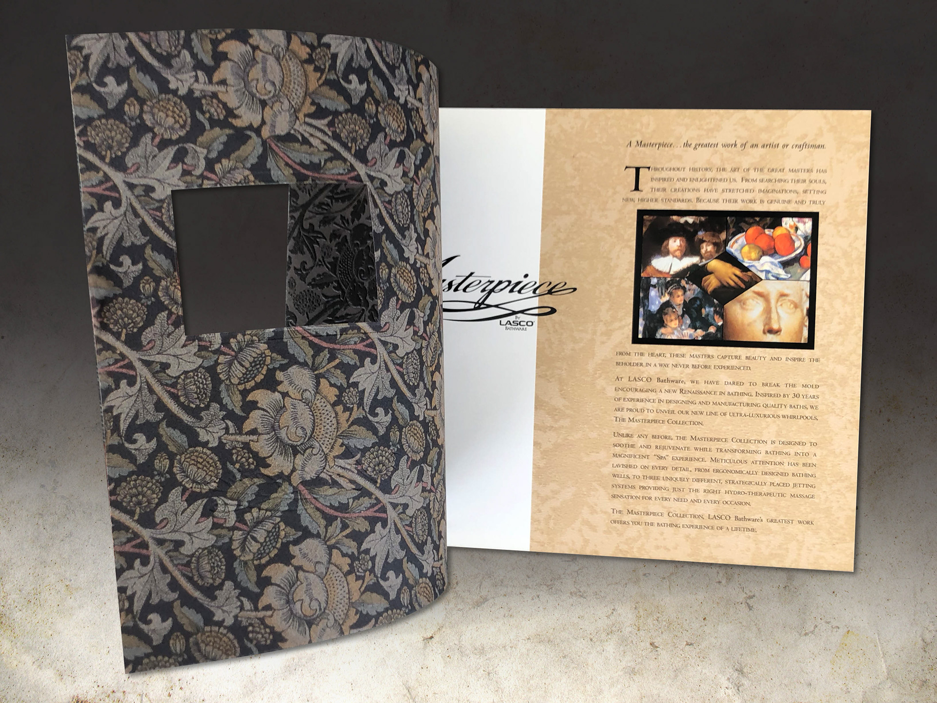 inside cover featuring die-cut window & registered deboss