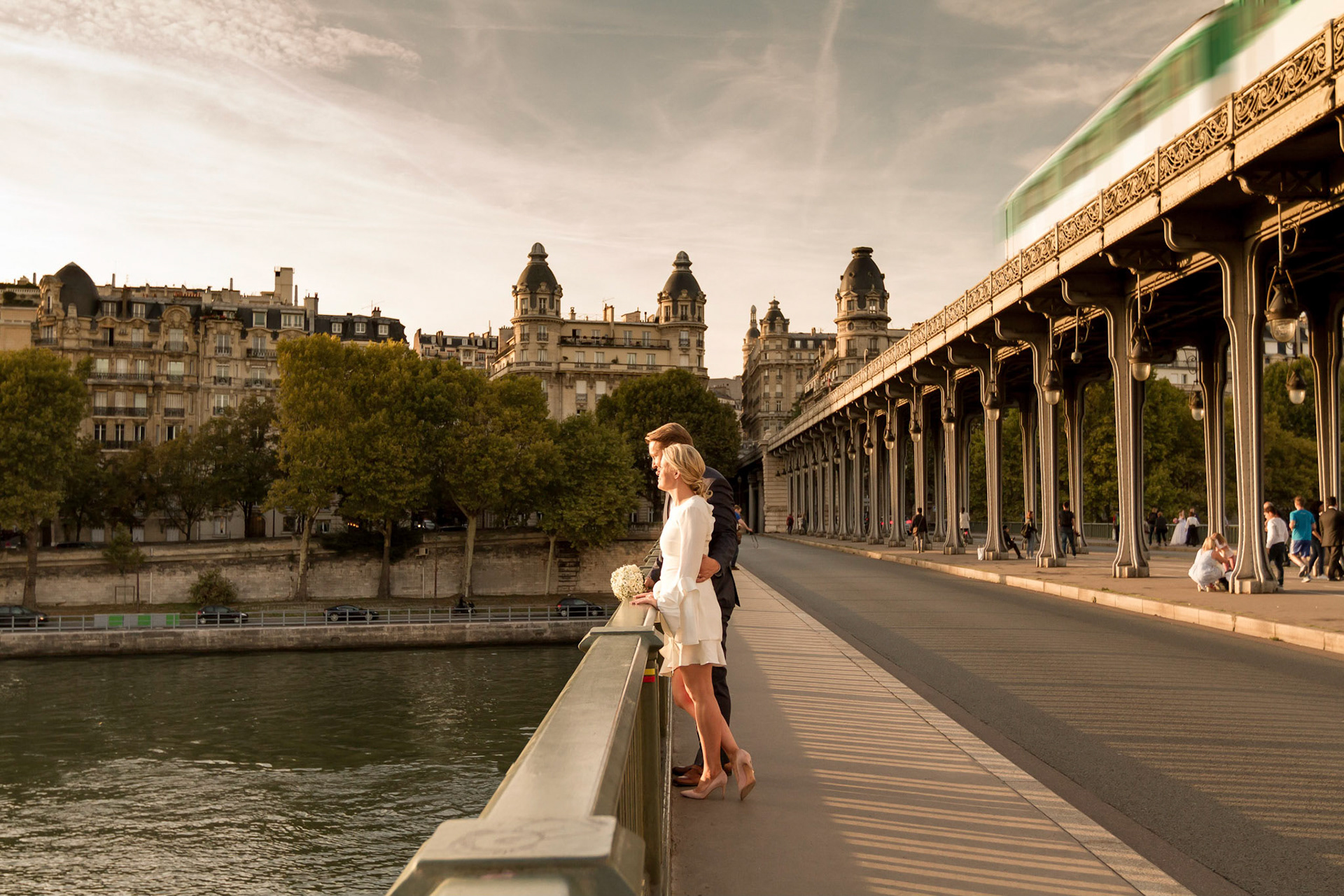Watching the world go by, JUST MARRIED!!! - Pont Bir-Hakeim, Eiffel Tower, Paris, France.