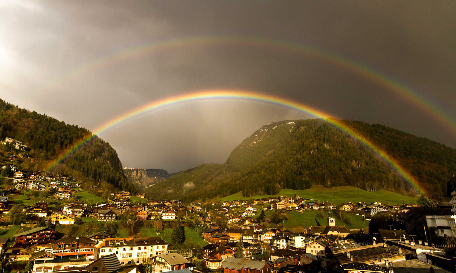 The Double Rainbow - Morzine looking to Avoriaz, Haute-Savoie, French Alps