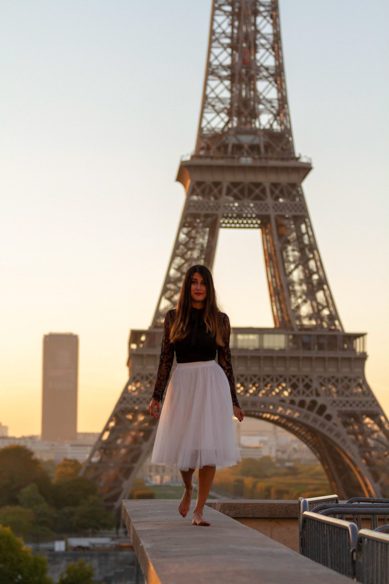 This city is mine! The Eiffel Tower at sunrise, Paris, France.