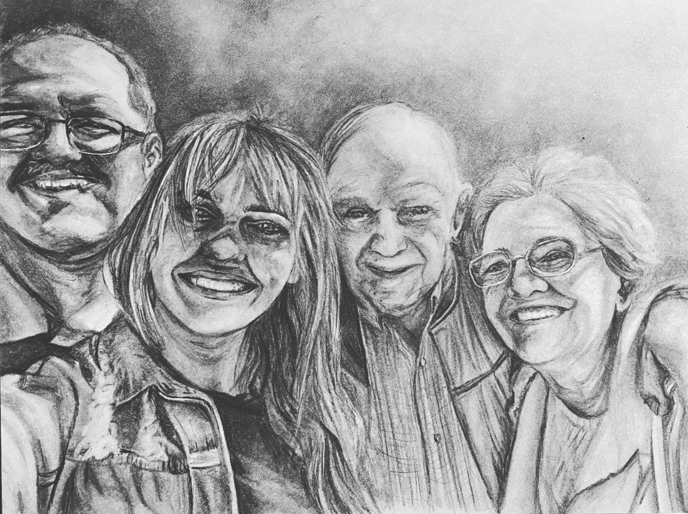 2020, Grandparents, 9"x12", Graphite