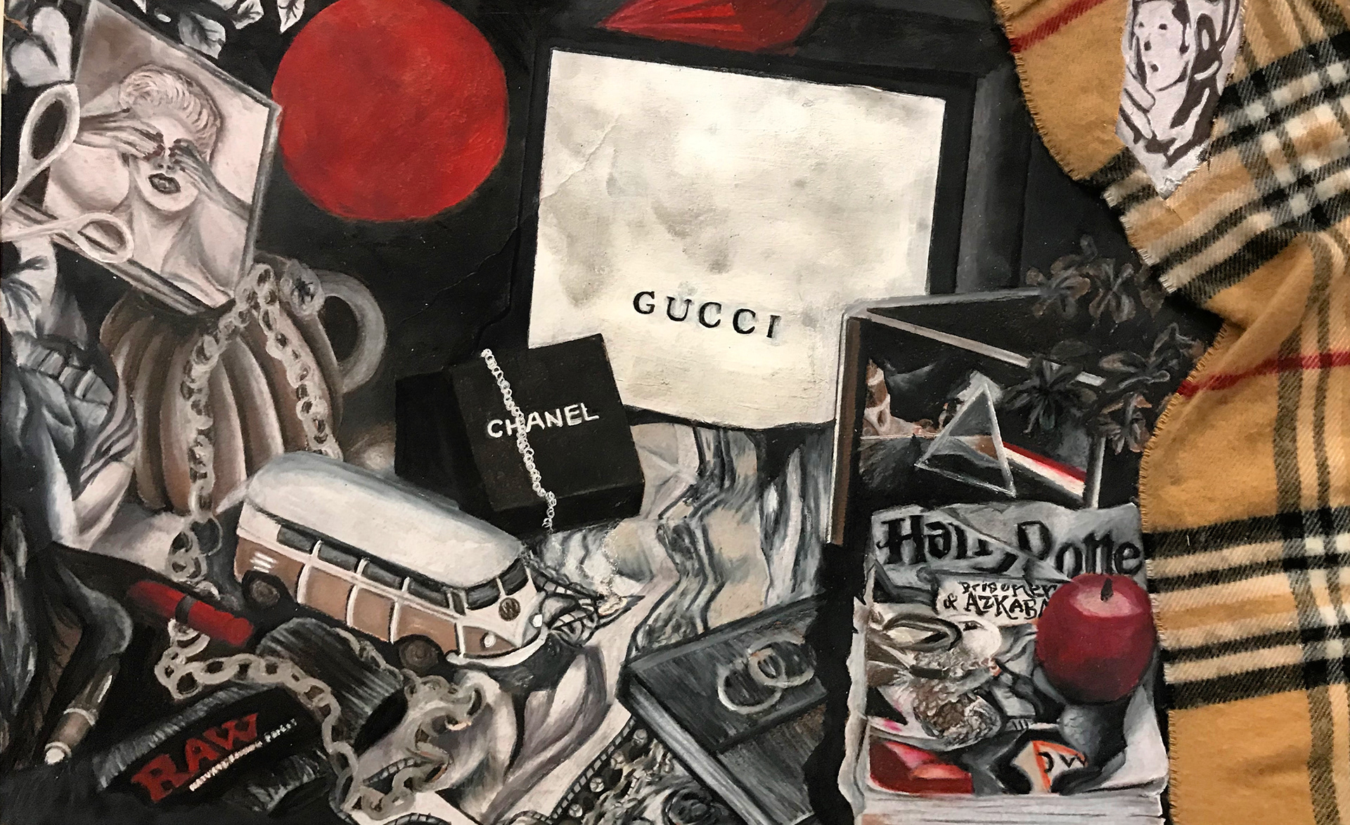2018, Personal Still Life, 12"x18", Mixed Media