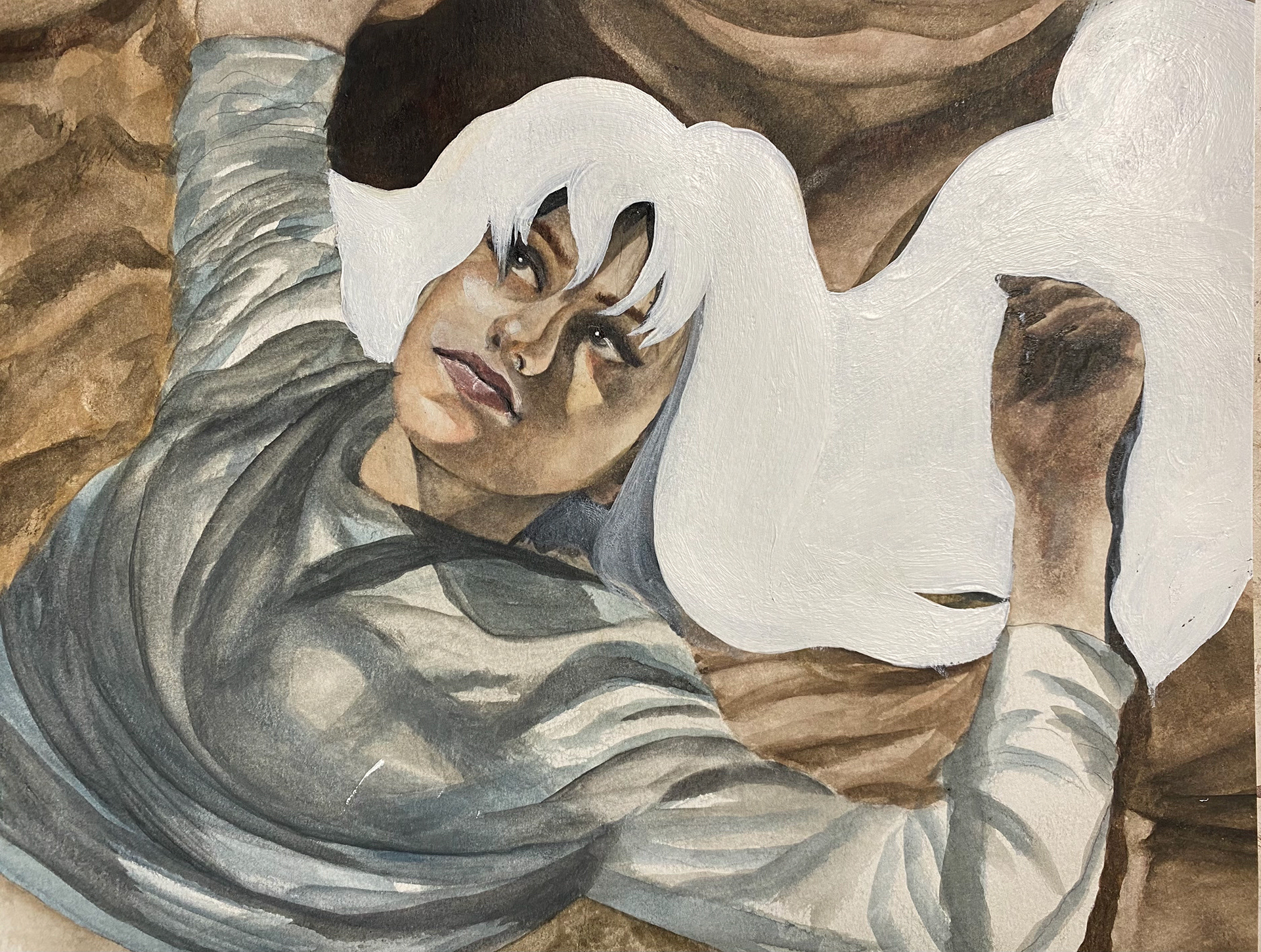 2020, Self Portrait, 12"x9.5", Watercolor