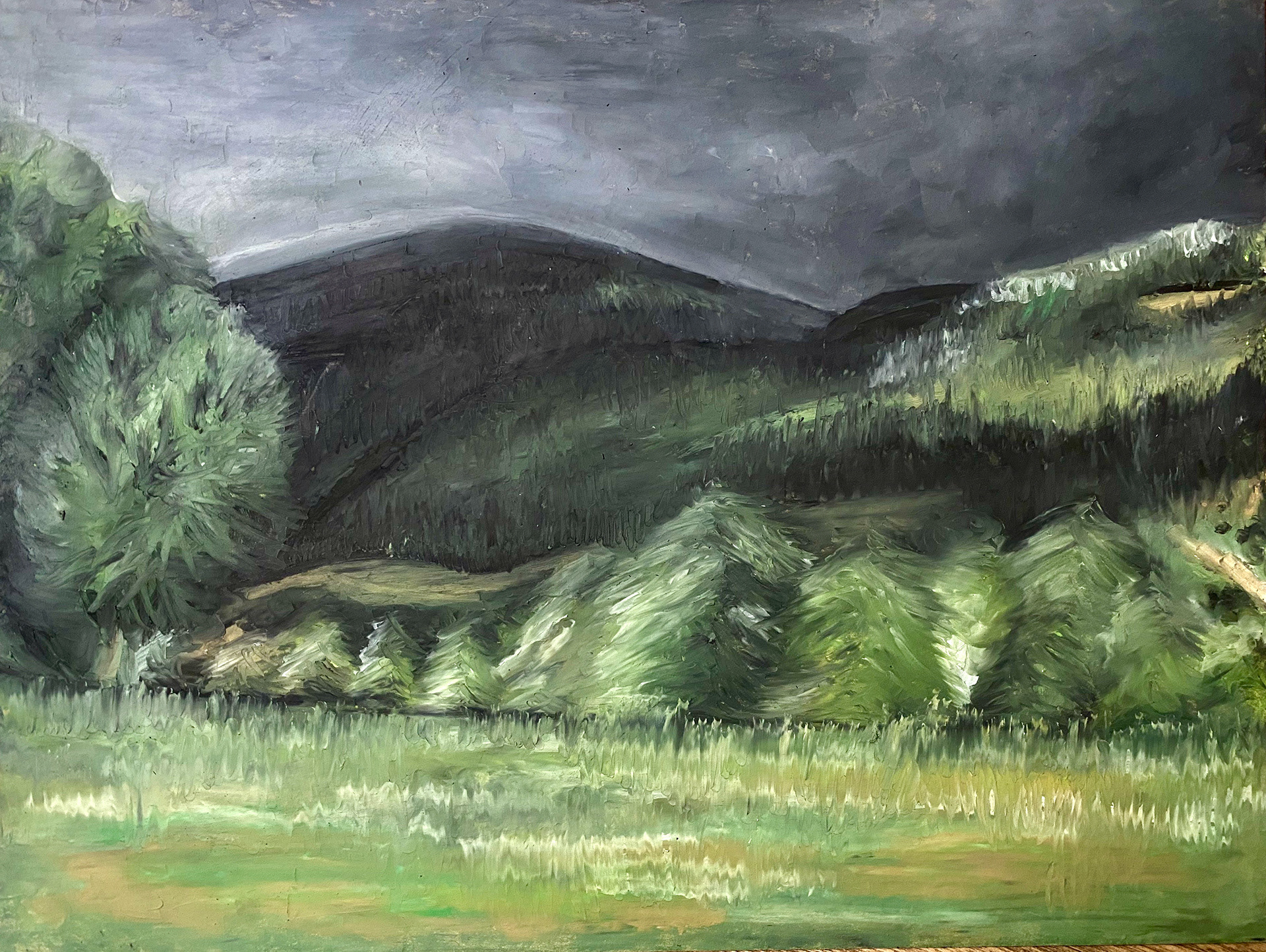 2020, Storm Coming, 9"x12", Oil Pastel