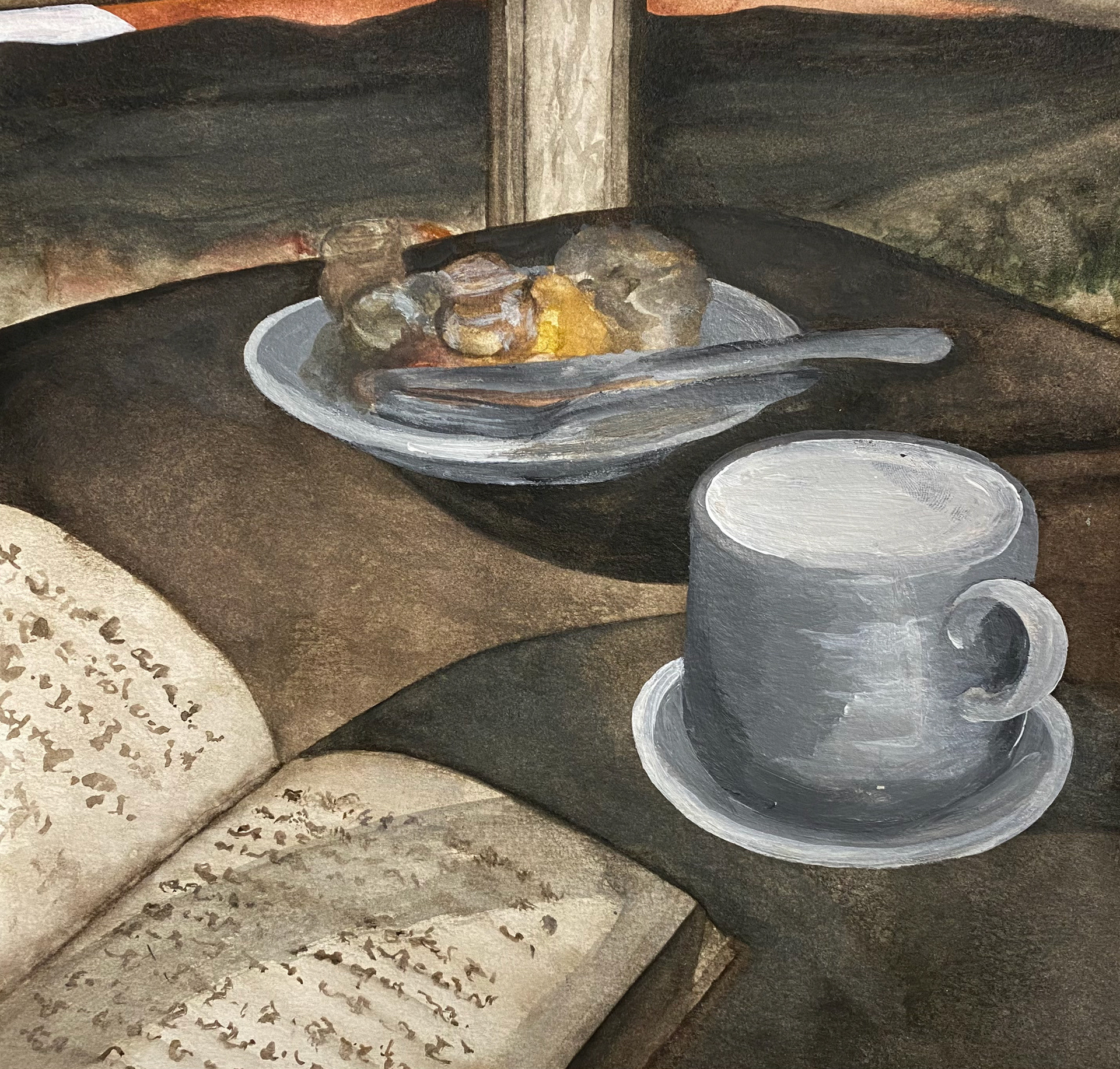 2020, Breakfast, 10"x10", Watercolor