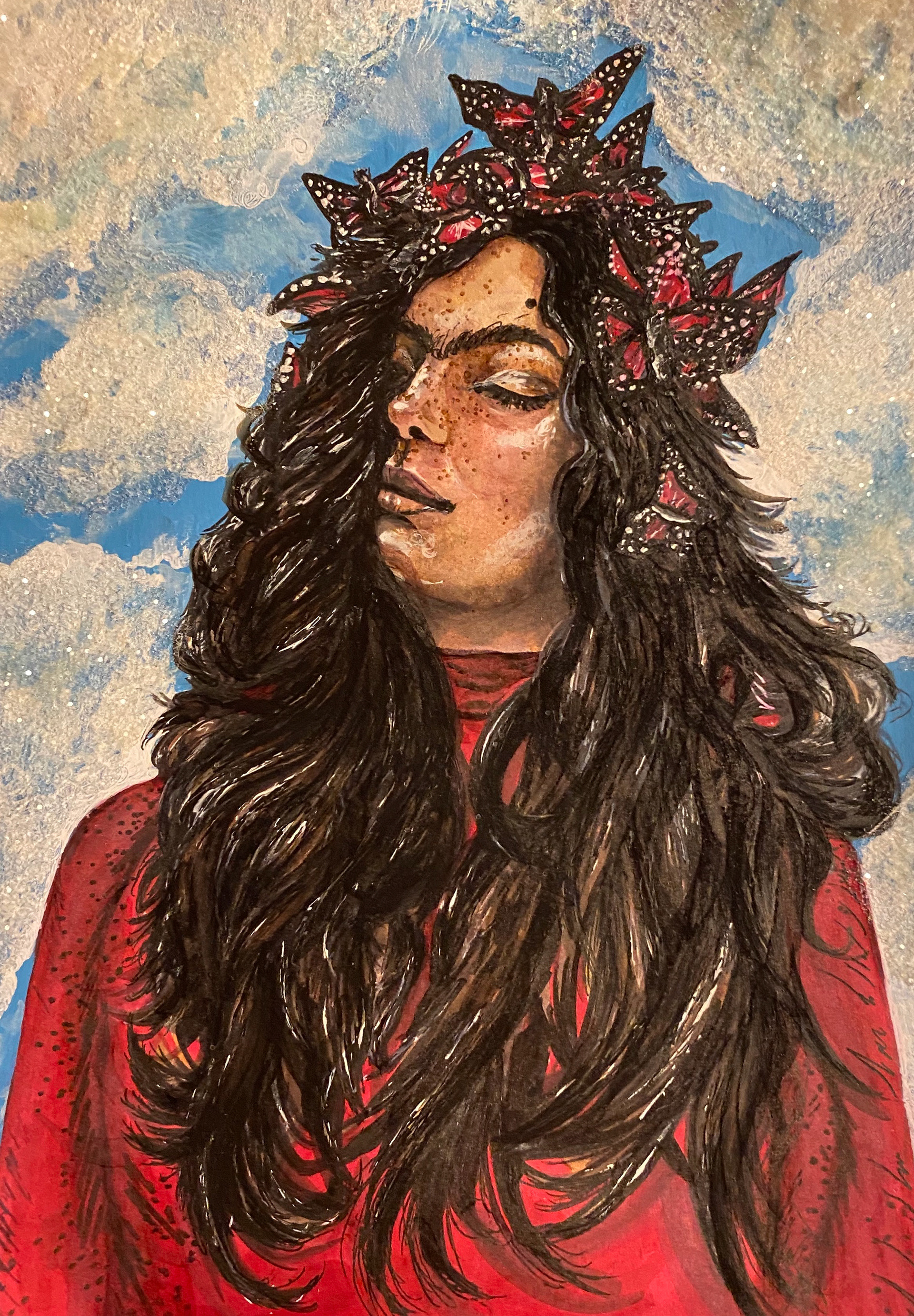 2020, Serene, 6"x8", Marker & Glitter