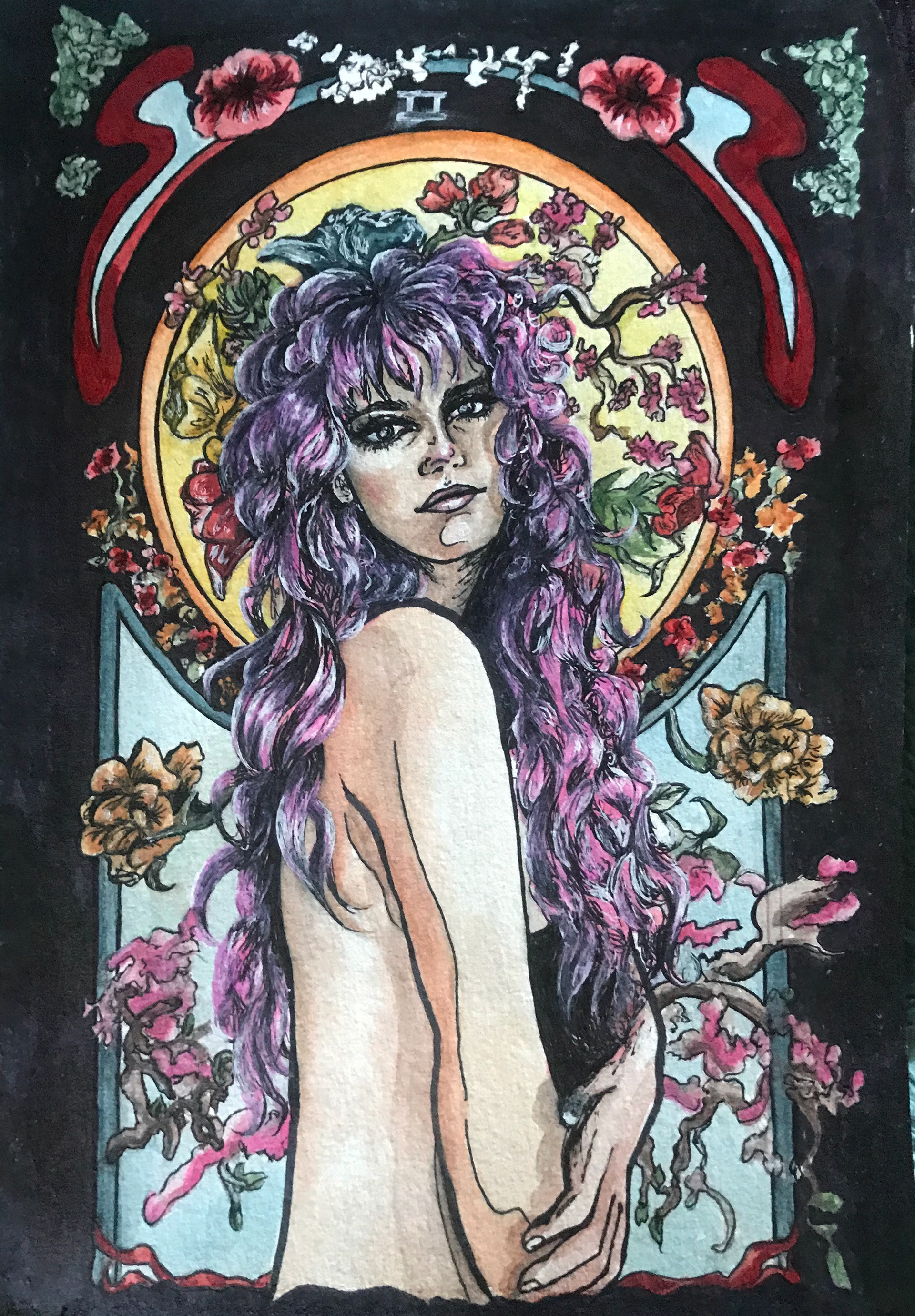 2020, Queen Of Pentacles, 7"x10", Marker