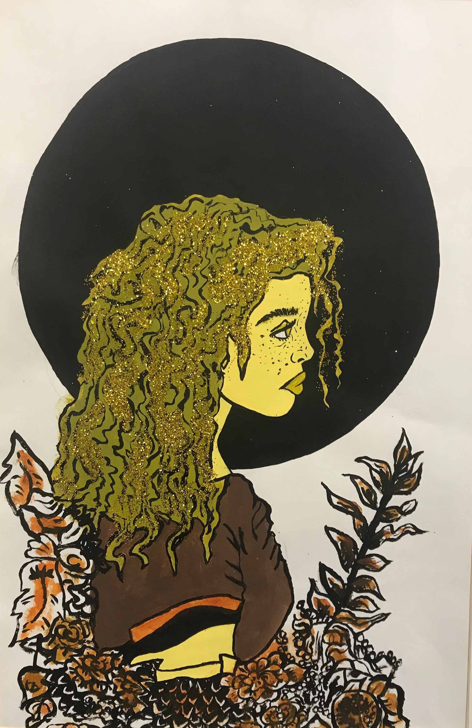 2017, Yellow, 13"x12", Acrylic 