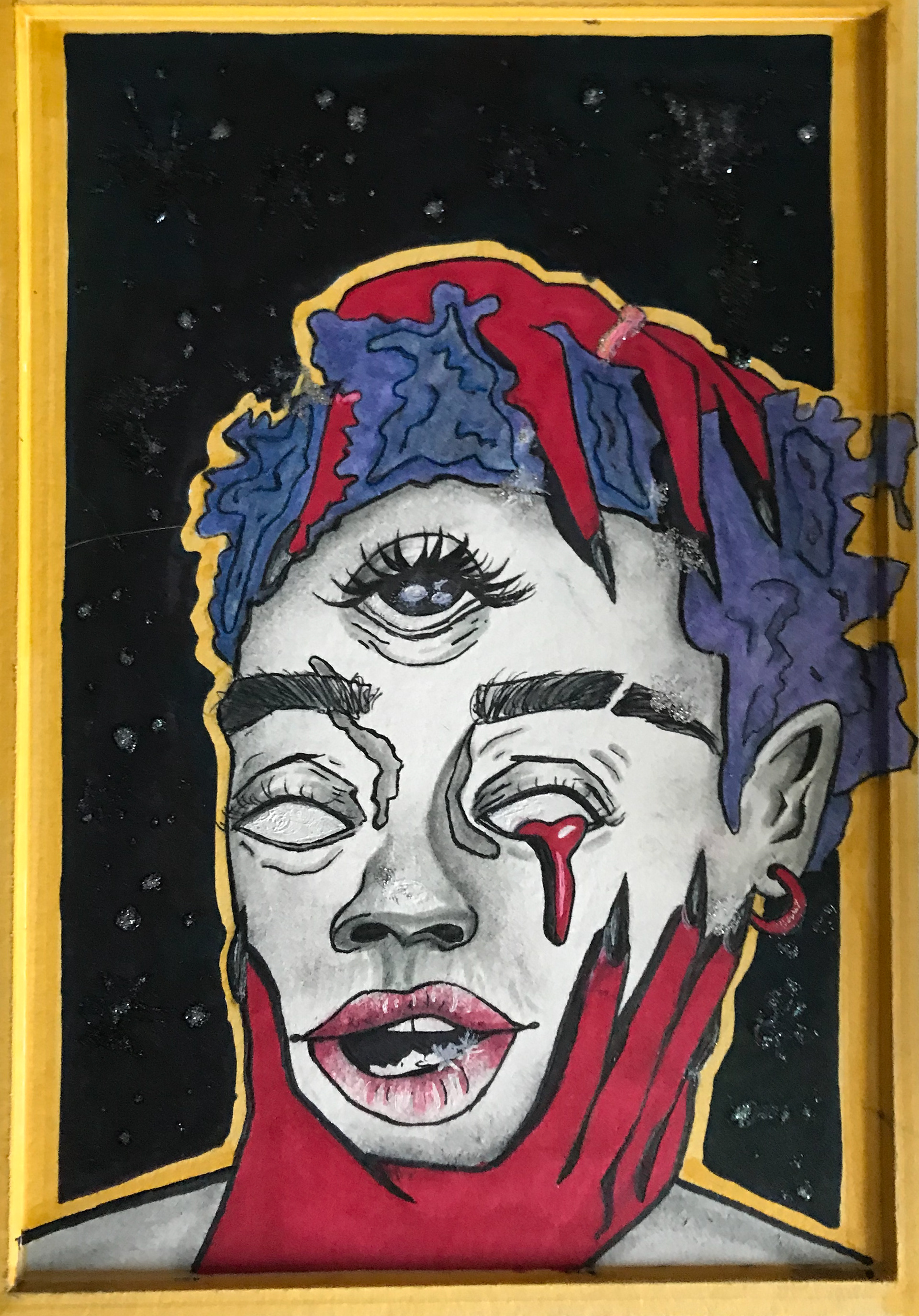 2018, I'm Sorry, 9"x12", Acrylic on paper