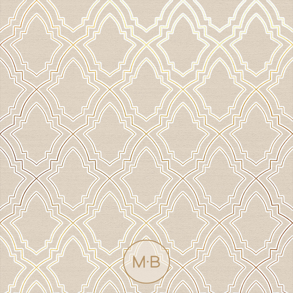 Diseño Kasbah: Wallpaper Metálico inspirado en Marruecos realizado con ilustraciones digitales.