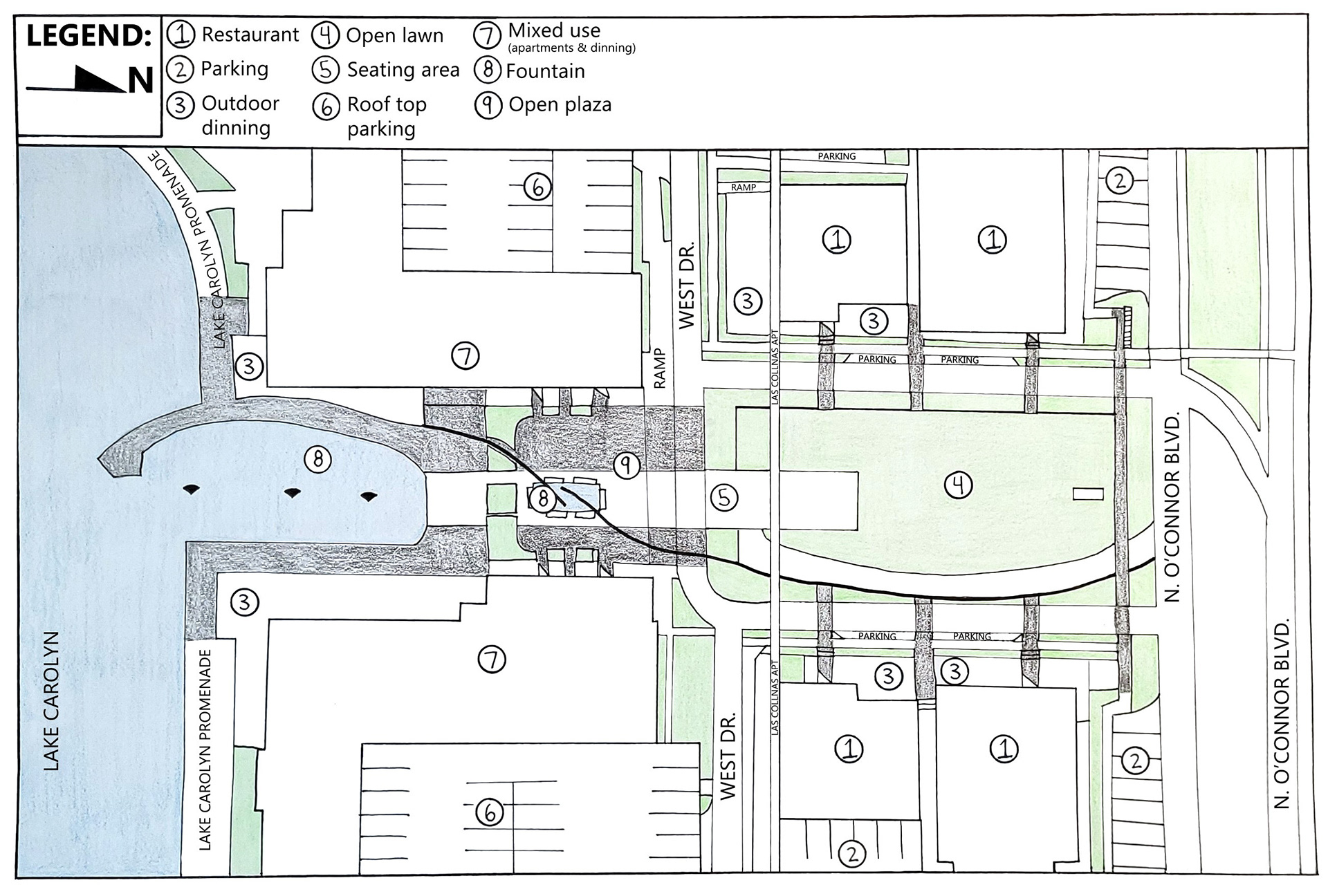 Site inventory base map for Las Colinas Urban Center