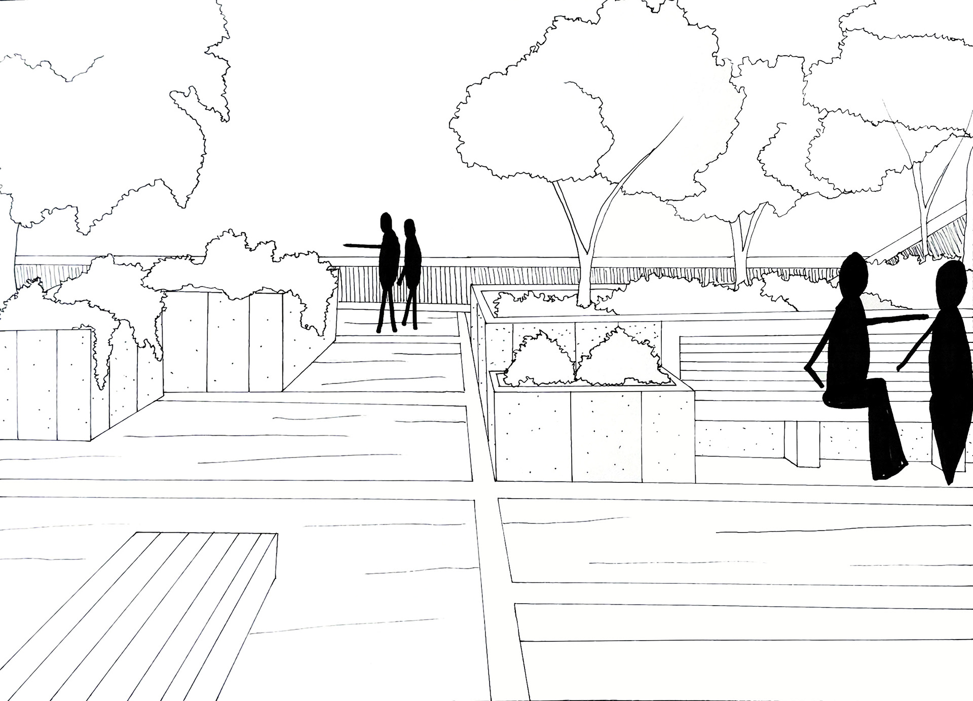 One Point Perspective Study - Ink on paper