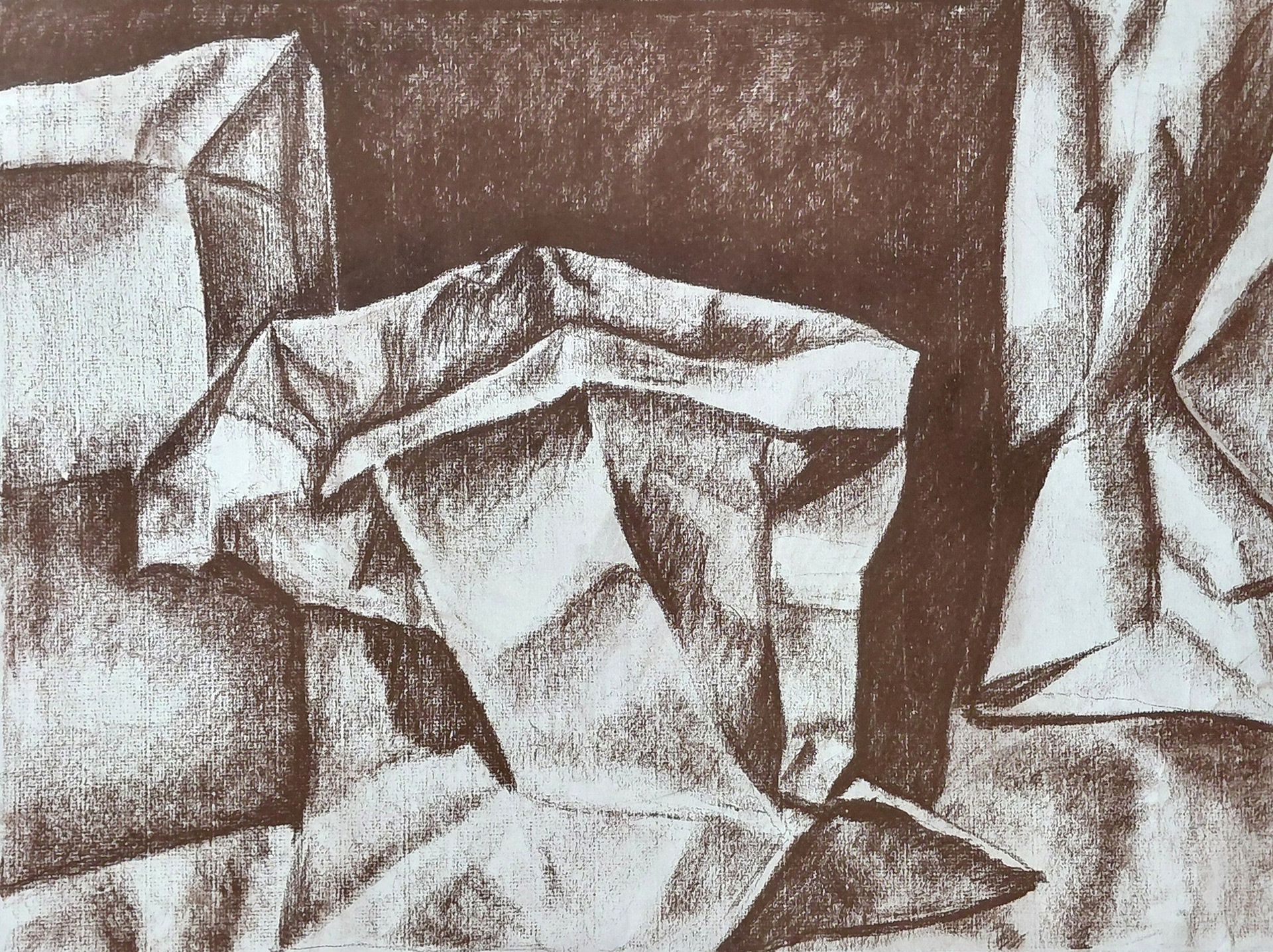 Paper bags - Conté crayon on paper (shading & blending technique)