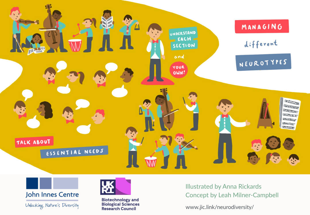 Infographic comparing neurotypes to an orchestra
