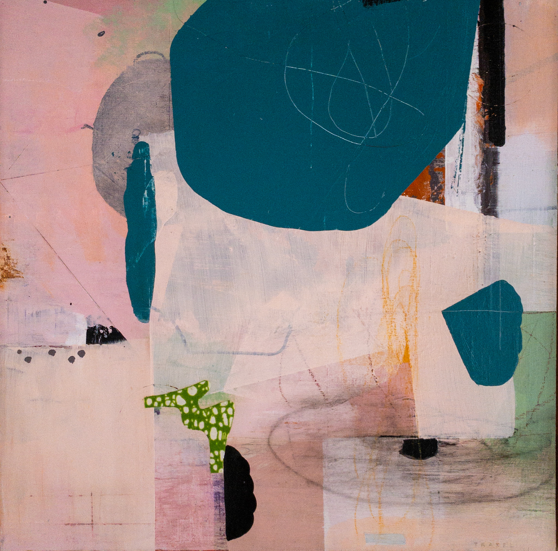 acrylic and collage on canvas board - 50 x 50 cm
