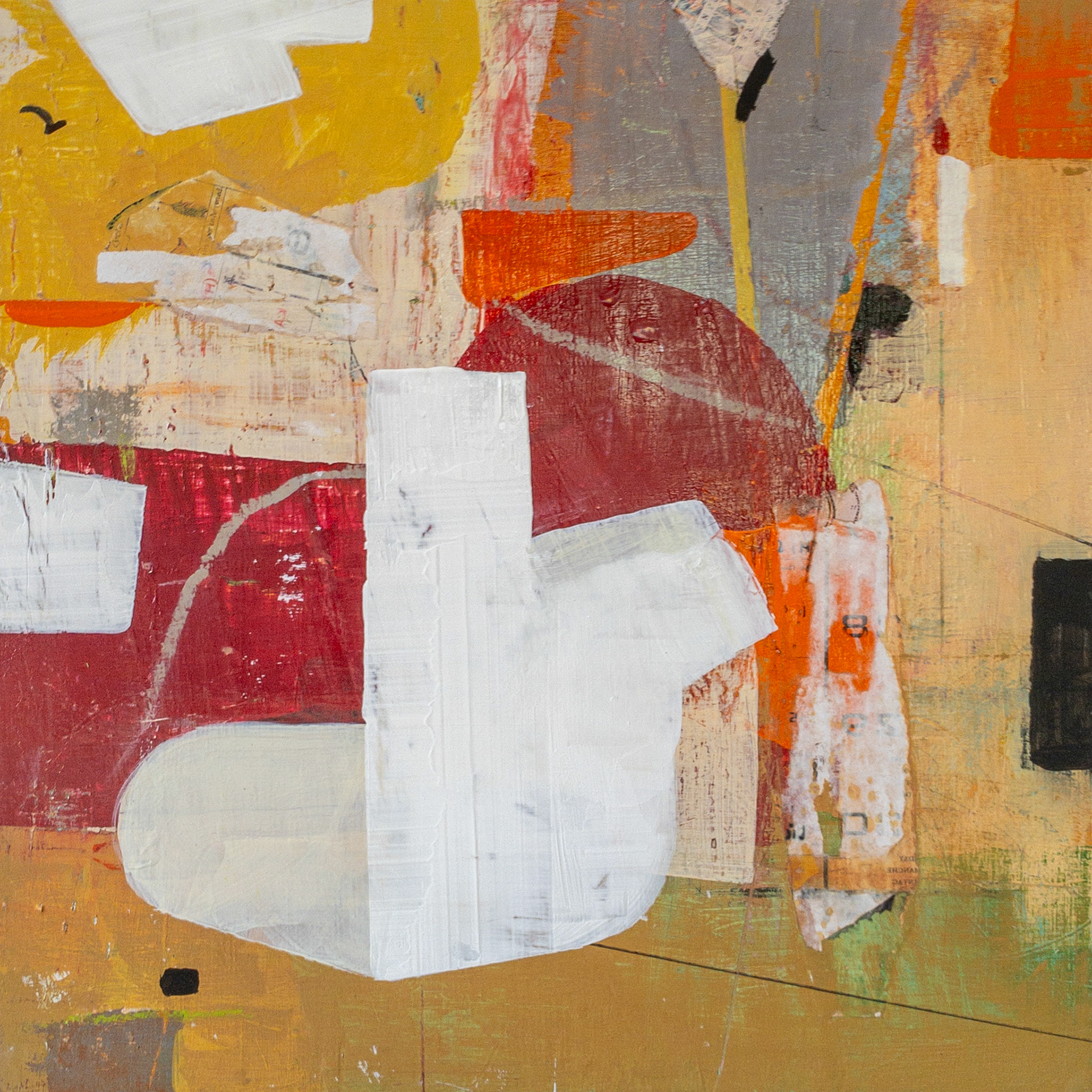 30 x 30 x 6 cm - acryl en collage on wood panel