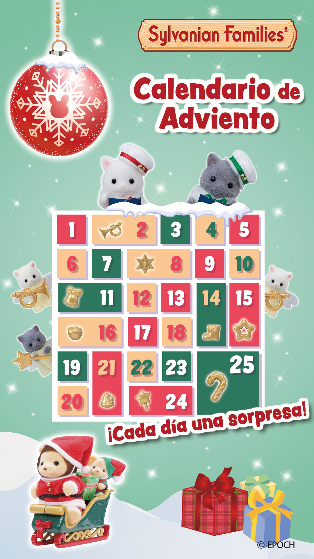 Diferentes diseños para el calendario de adviento - Campaña Navidad Sylvanian Families