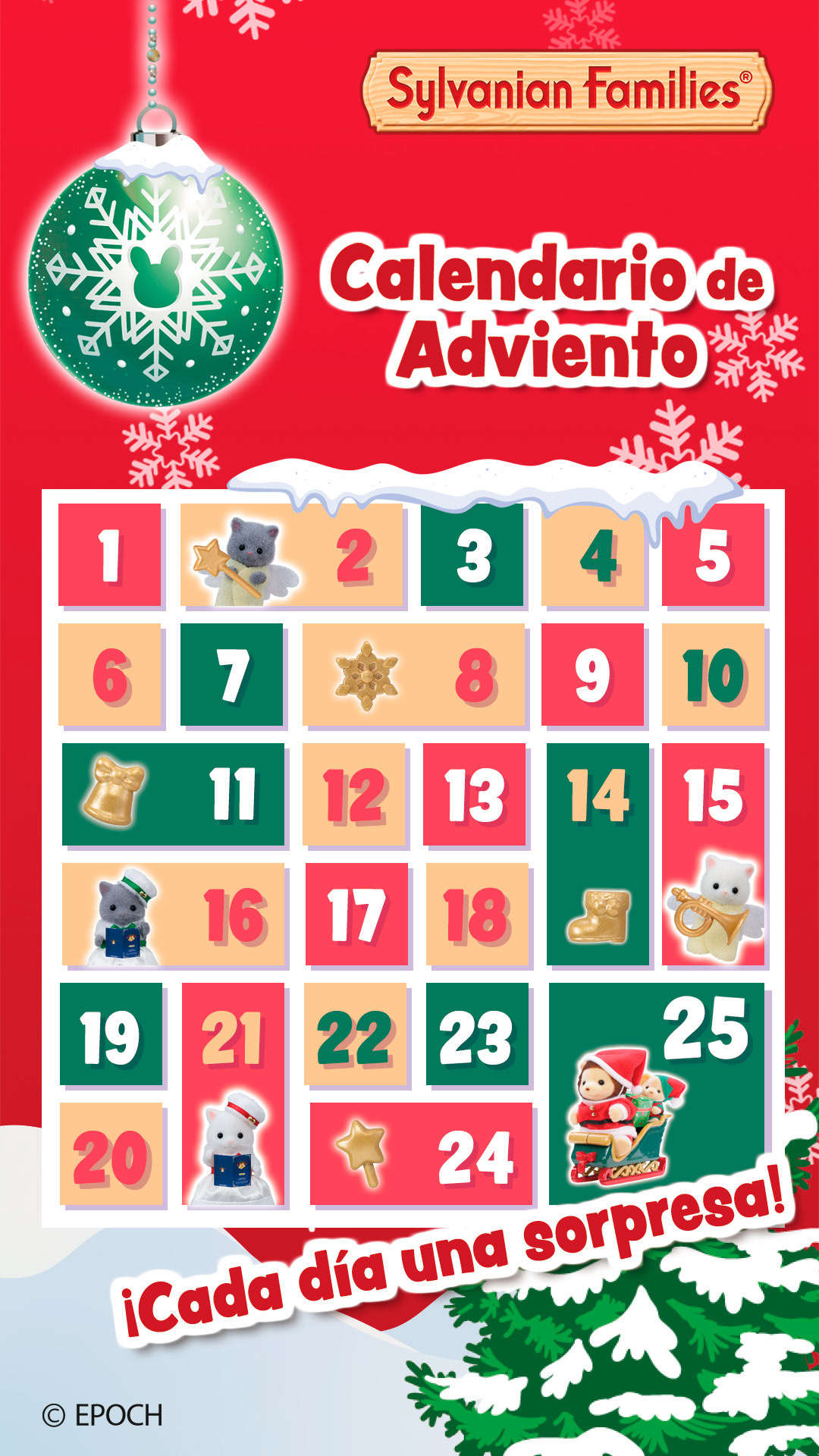 Diferentes diseños para el calendario de adviento - Campaña Navidad Sylvanian Families