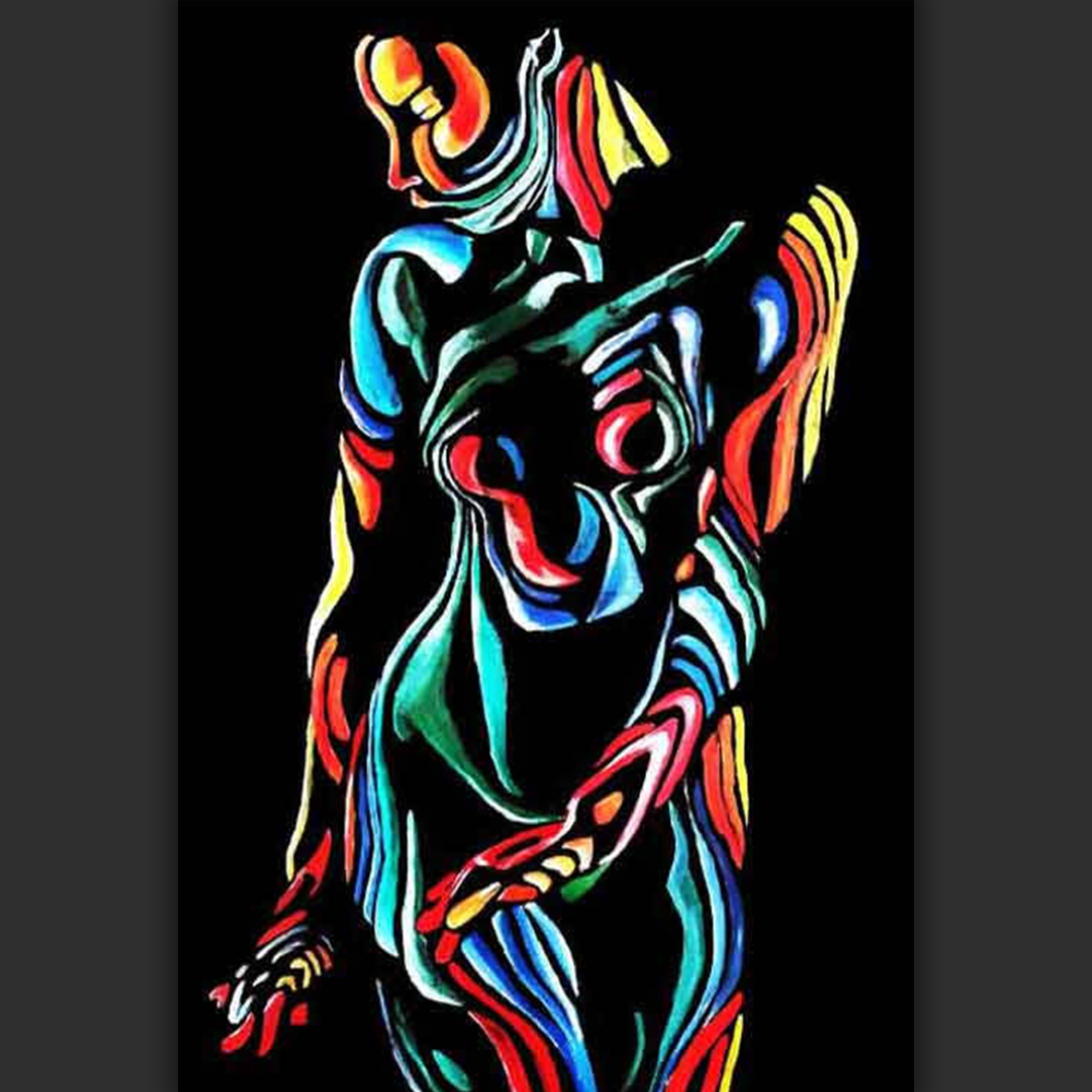 Mid night dance, Oil and Acrylic on glossy paper (WxH) (36" x 24") 
