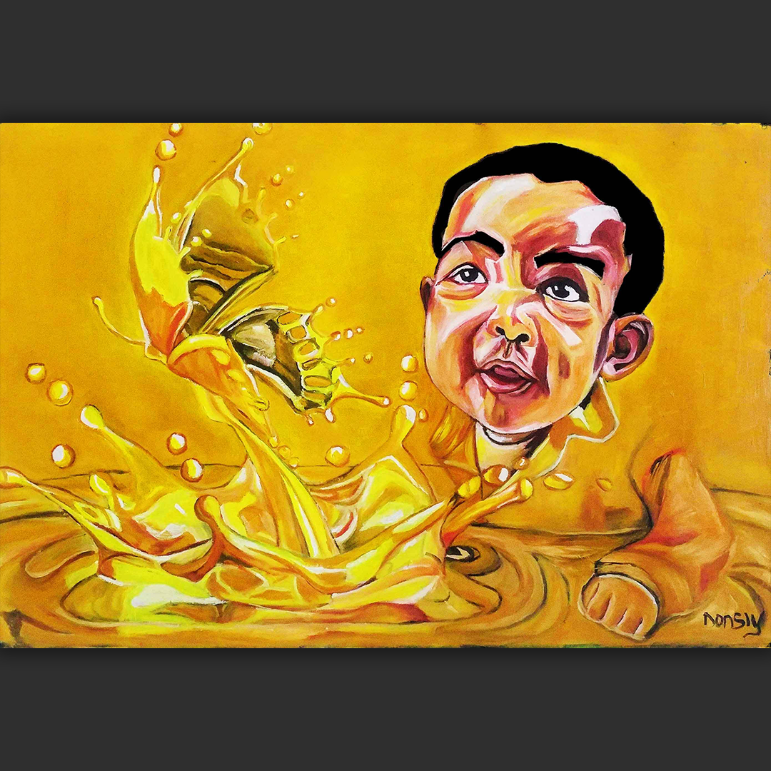 Oil and Acrylic on glossy paper (WxH) (34" x 22") 